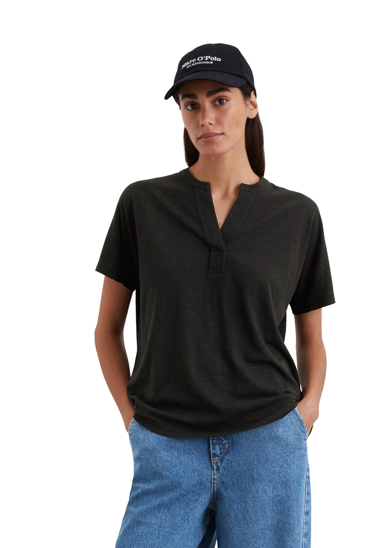 Marc O'Polo Kurzarmbluse »aus Organic Cotton-Viskose-Slub-Jersey«