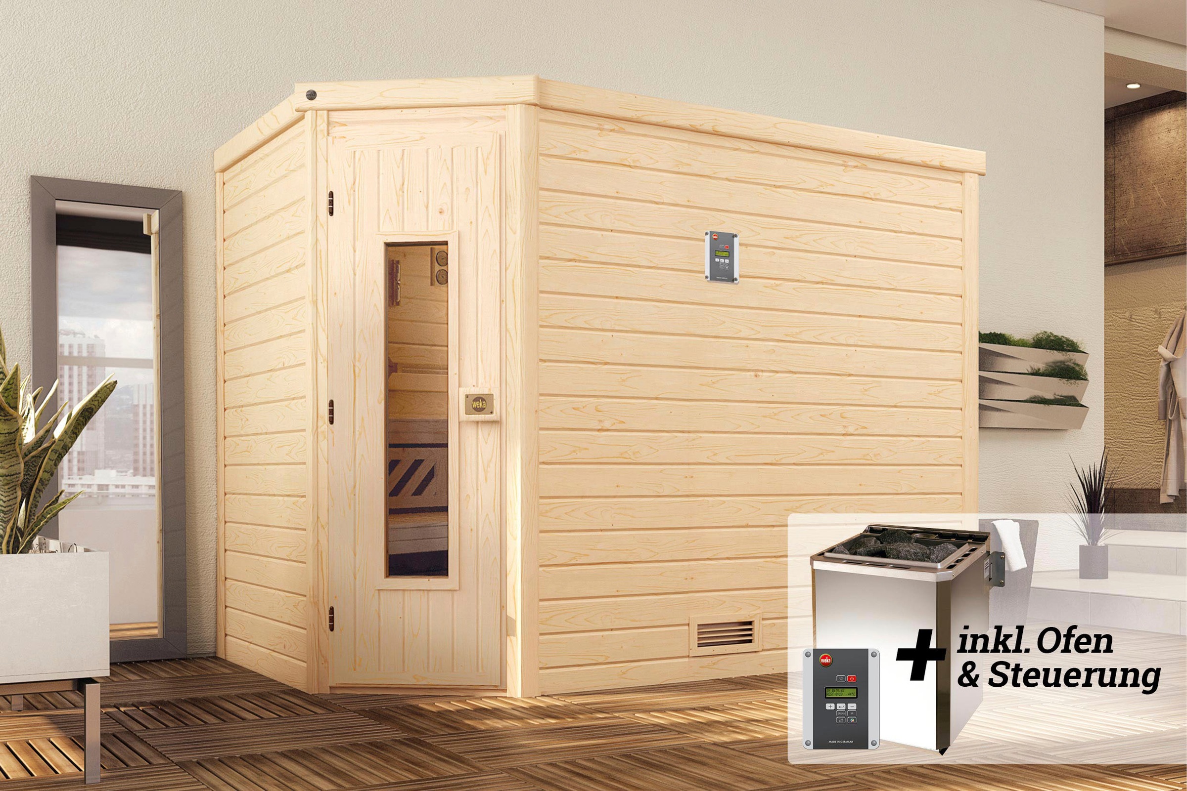 weka Sauna »Turku«, 7,5 kW Bio-Ofen mit digitaler Steuerung