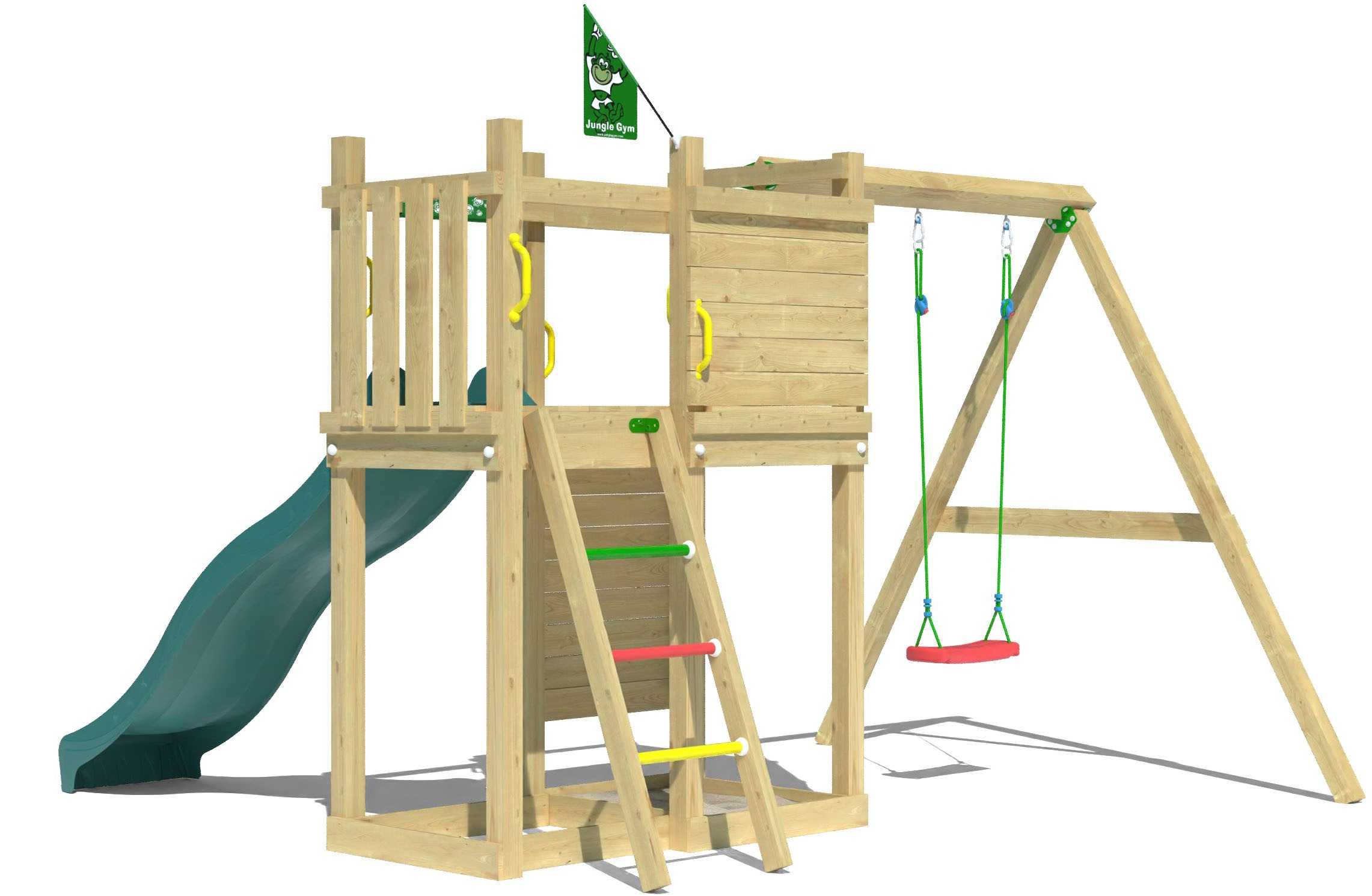 Jungle Gym Spielturm »Deck«, (Set), Spielanlage mit Schaukel und Rutsche mit Wasseranschluss