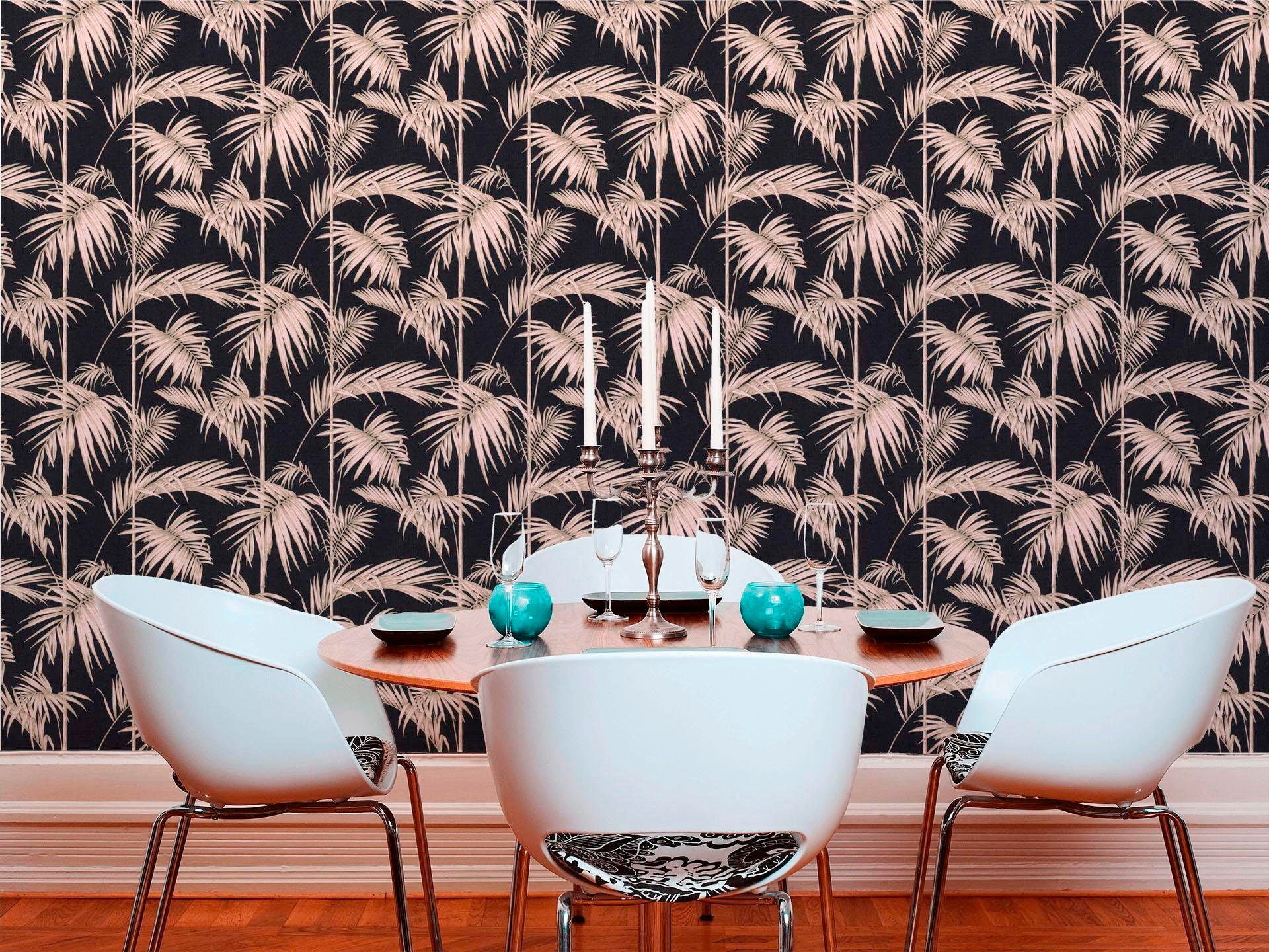 living walls Vliestapete »Metropolitan Stories Lola Paris«, botanisch-tropisch-floral, Floral Tapete Palmen Tapeten Wohnzimmer Schlafzimmer Küche Flur Design