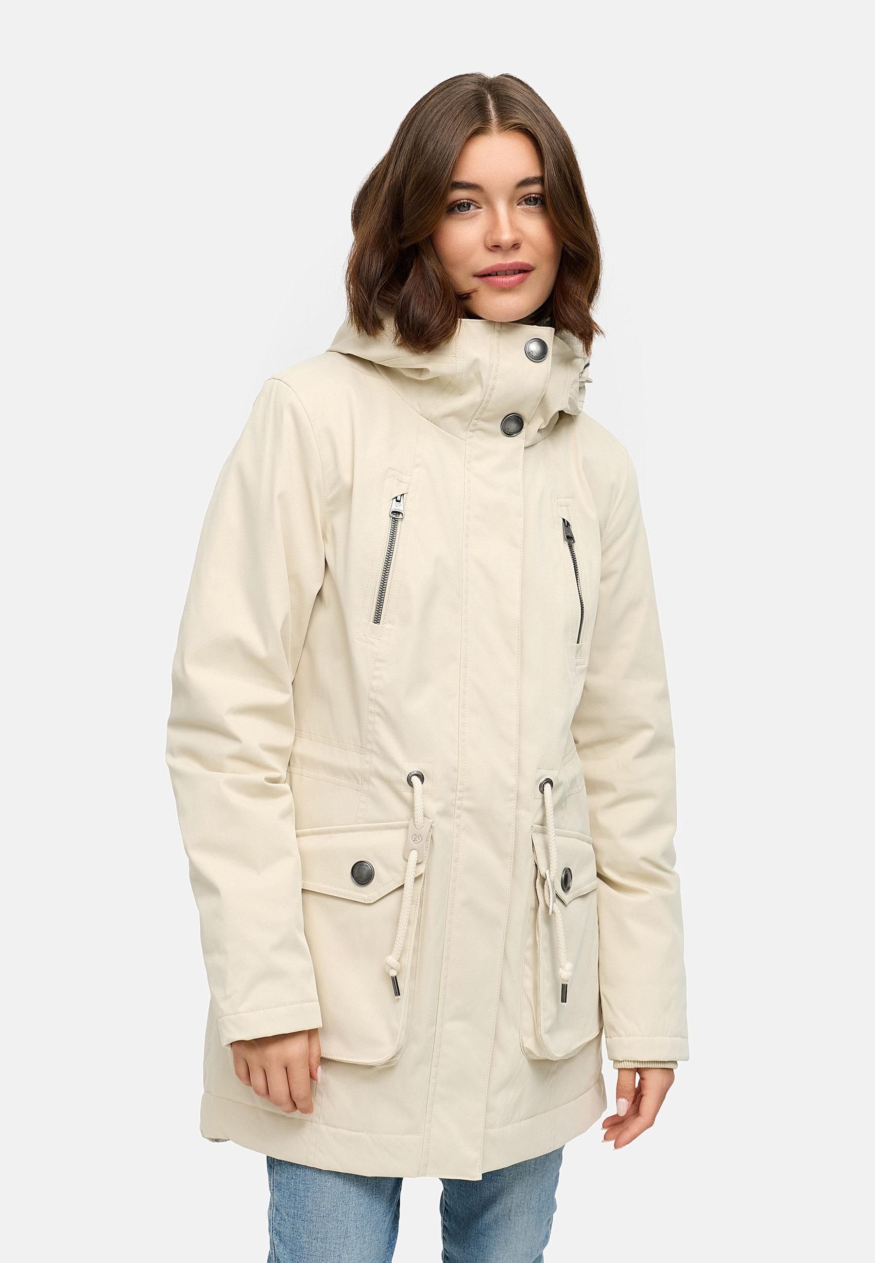 Ragwear Kurzmantel »Ellsa YOUMODO« Winterparka mit auffälligen Taillenzugkordeln und Kapuze