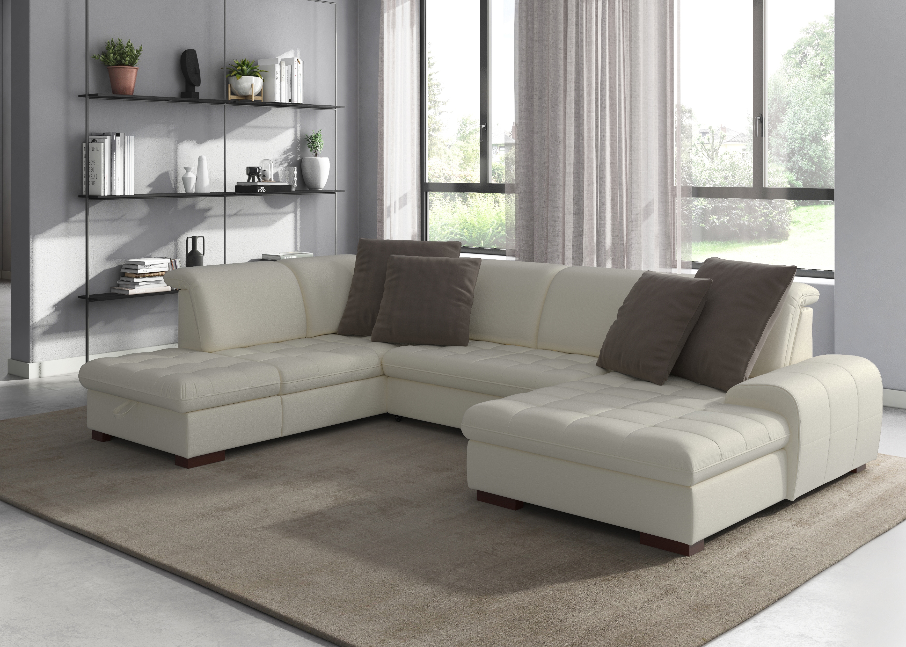 sit&more Wohnlandschaft "Luxor U-Form" wahlweise mit Schlaffunktion, Bettkasten und Kopfteilverstellung