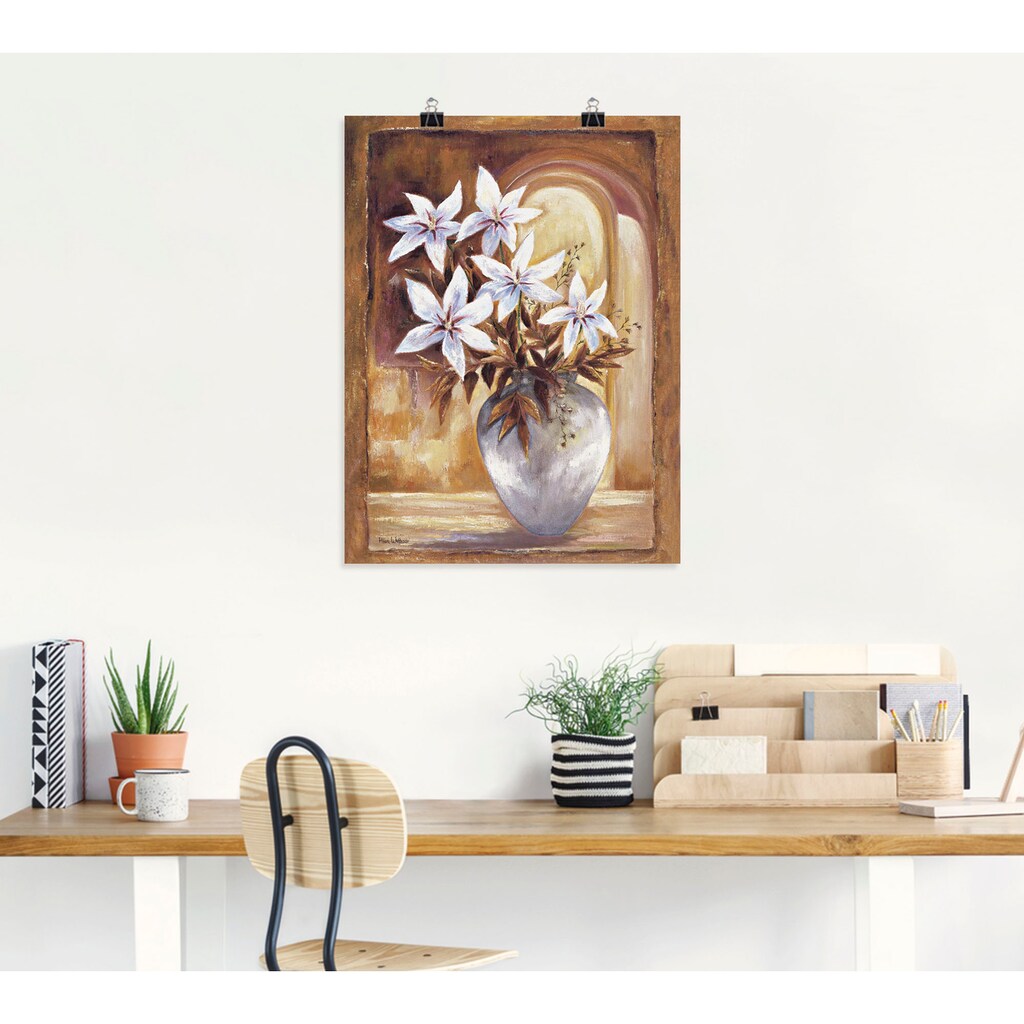 Artland Wandbild »Weiße Blumen in Vase II«, Blumen, (1 St.)