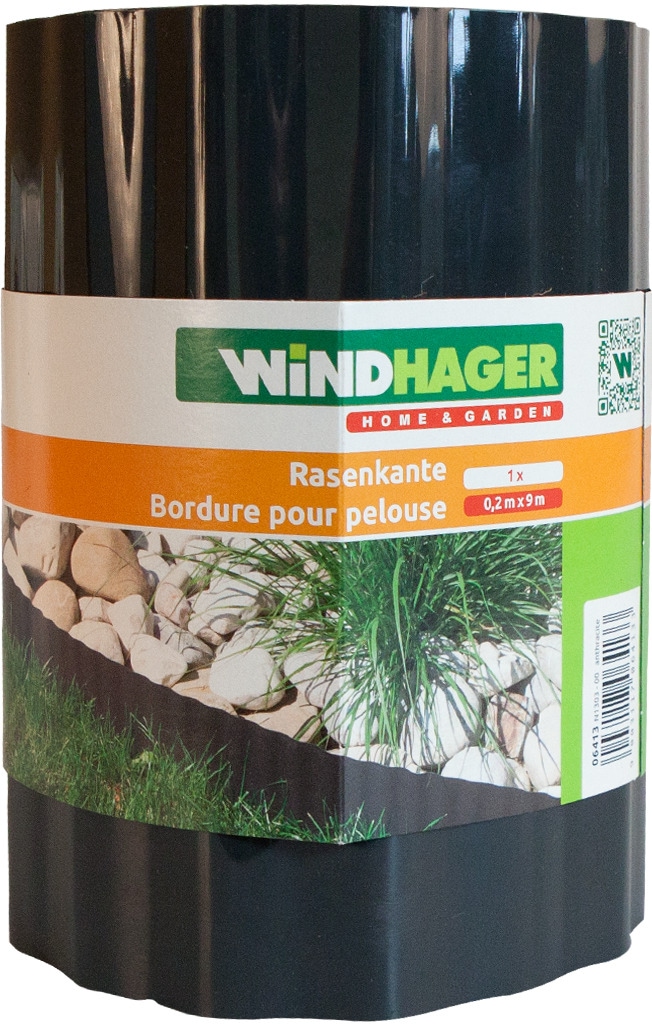 Windhager Rasenkante »zur Einfassung von Rasenflächen, anthrazit« langlebige Beeteinfassung, erhältlich in 15 x 9 m oder 20 x 9 m