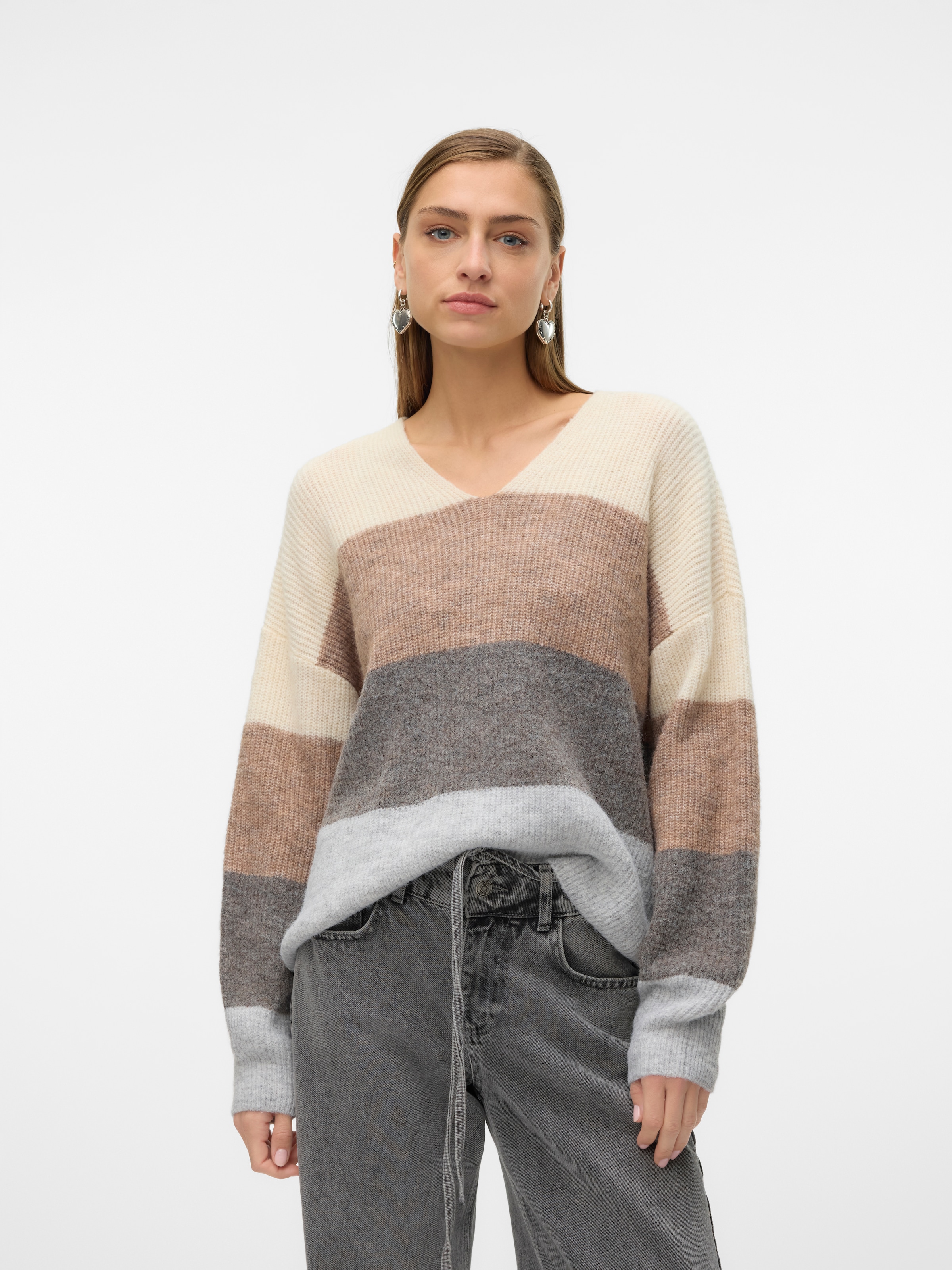 Vero Moda V-Ausschnitt-Pullover "VMDESMA LS V-NECK PULLOVER GA BOO" günstig online kaufen