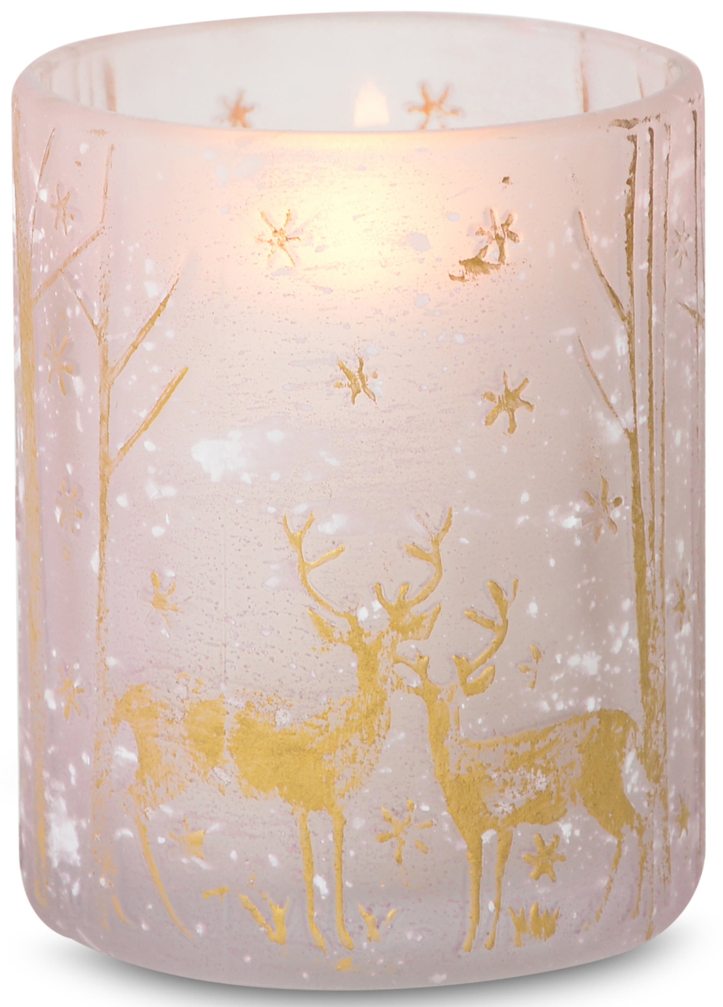 RIFFELMACHER & WEINBERGER Windlicht »mit Wald-Motiv, Weihnachtsdeko«, Edle Strukturen im Glas, feiner Schimmer-Effekt, Kerzenleuchter