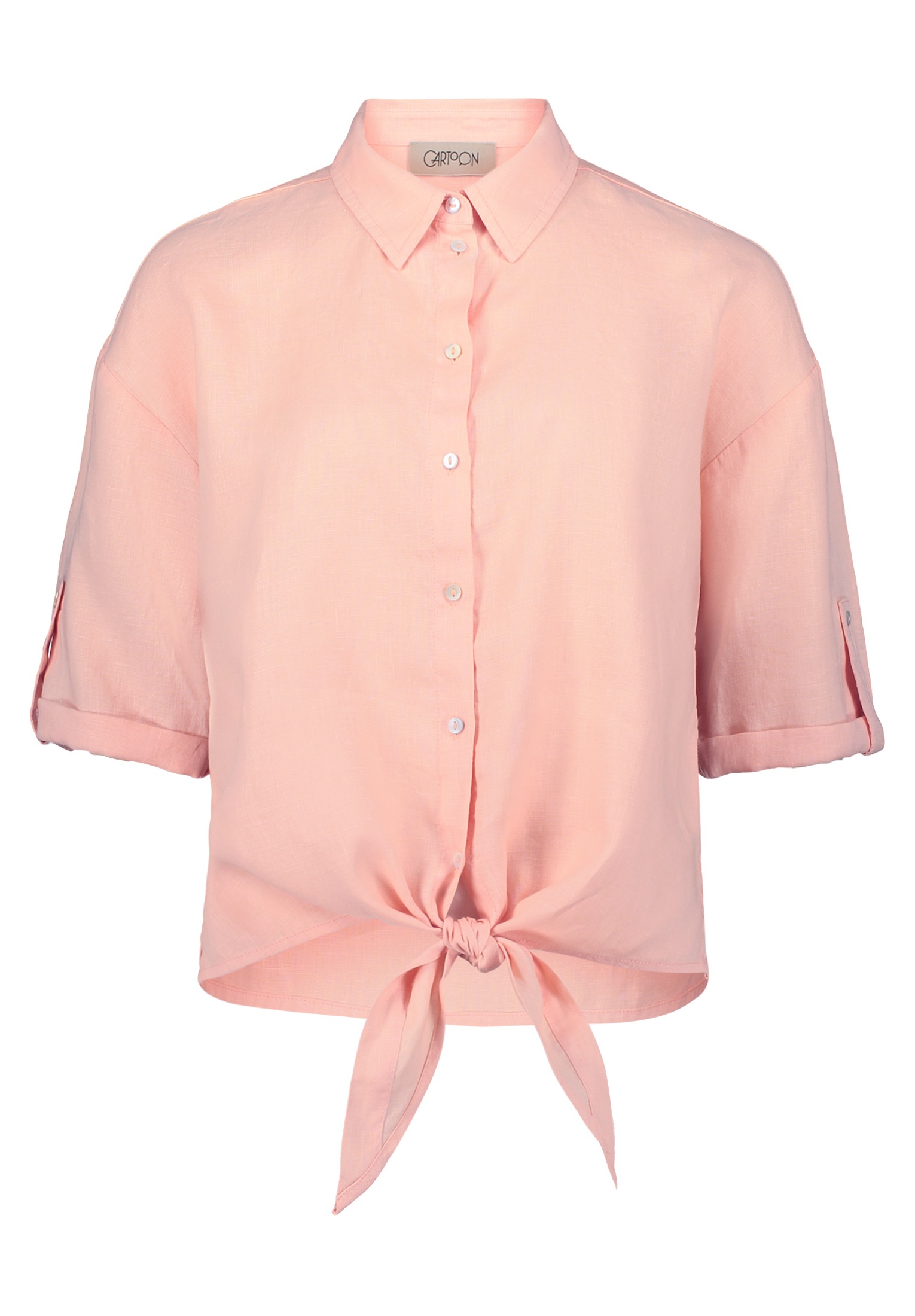 Cartoon Kurzarmbluse "Cartoon Damen Leinenbluse mit Kragen" günstig online kaufen