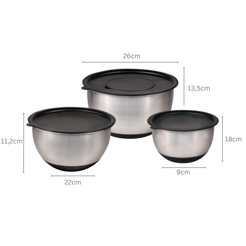 KESPER® Rührschüssel »inkl. 3 Reiben und Deckel« 9 Stk. aus Edelstahl 18 x 9 cm / 22 x 11,2 cm / 26 x 13,5 cm