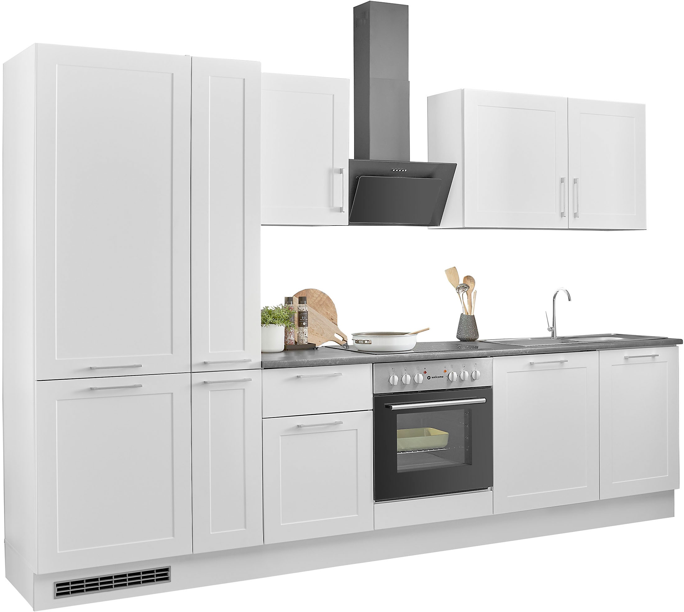 BASIC by Balculina Küchenzeile »Marsi«, Breite 310 cm, wahlweise mit E-Geräten, mit Soft-Close-Funktion