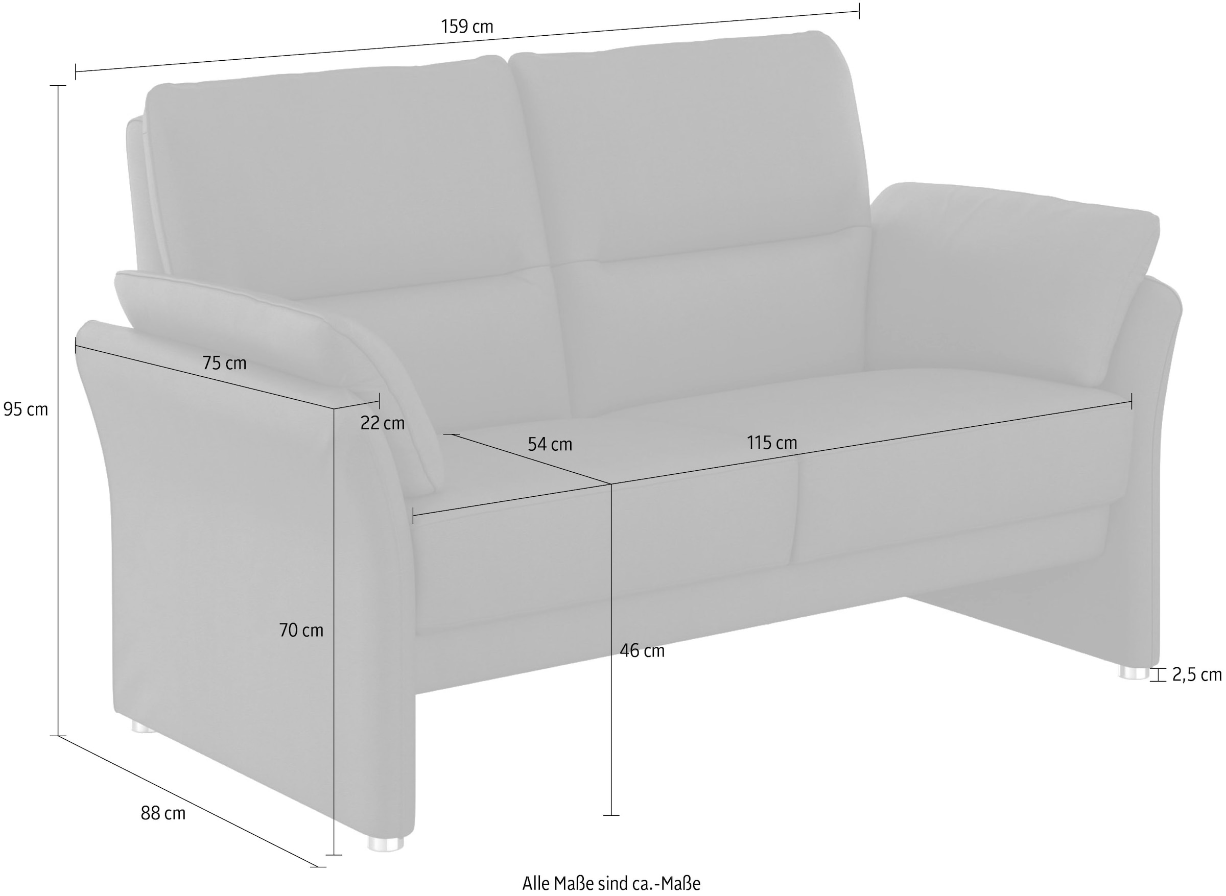 DOMO collection 2-Sitzer »Pina«, mit Federkern, Breite 159cm bestellen |  BAUR