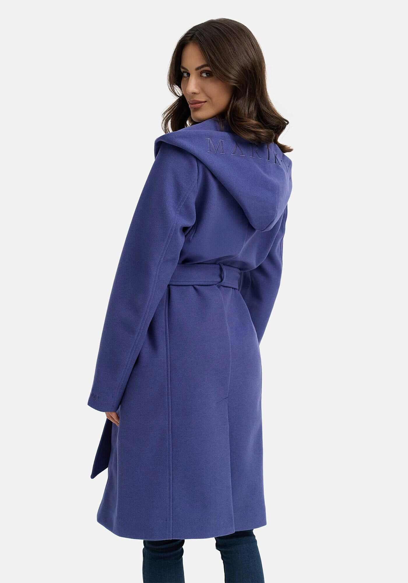 Marikoo Kurzmantel »Kailii«, Eleganter Wickel Mantel mit Taillengürtel und Oversized Hood Kapuze