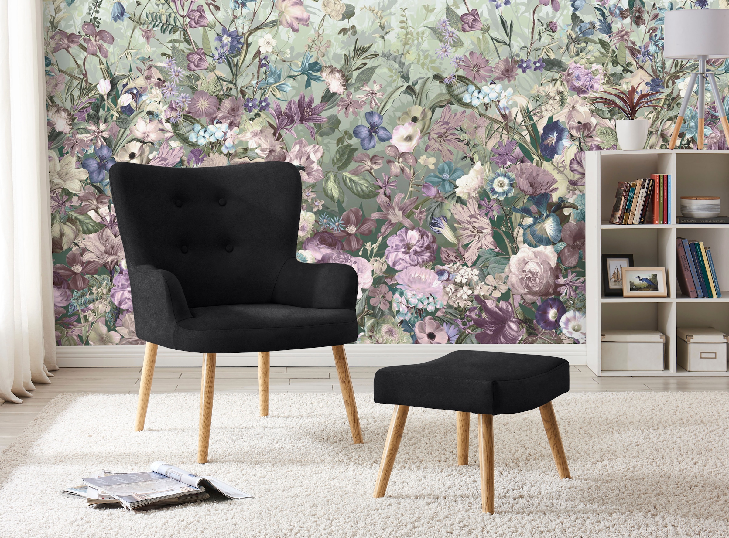 OTTO home "Levent, Ohrensessel mit Hocker," in unterschiedlichen Bezugsqual günstig online kaufen