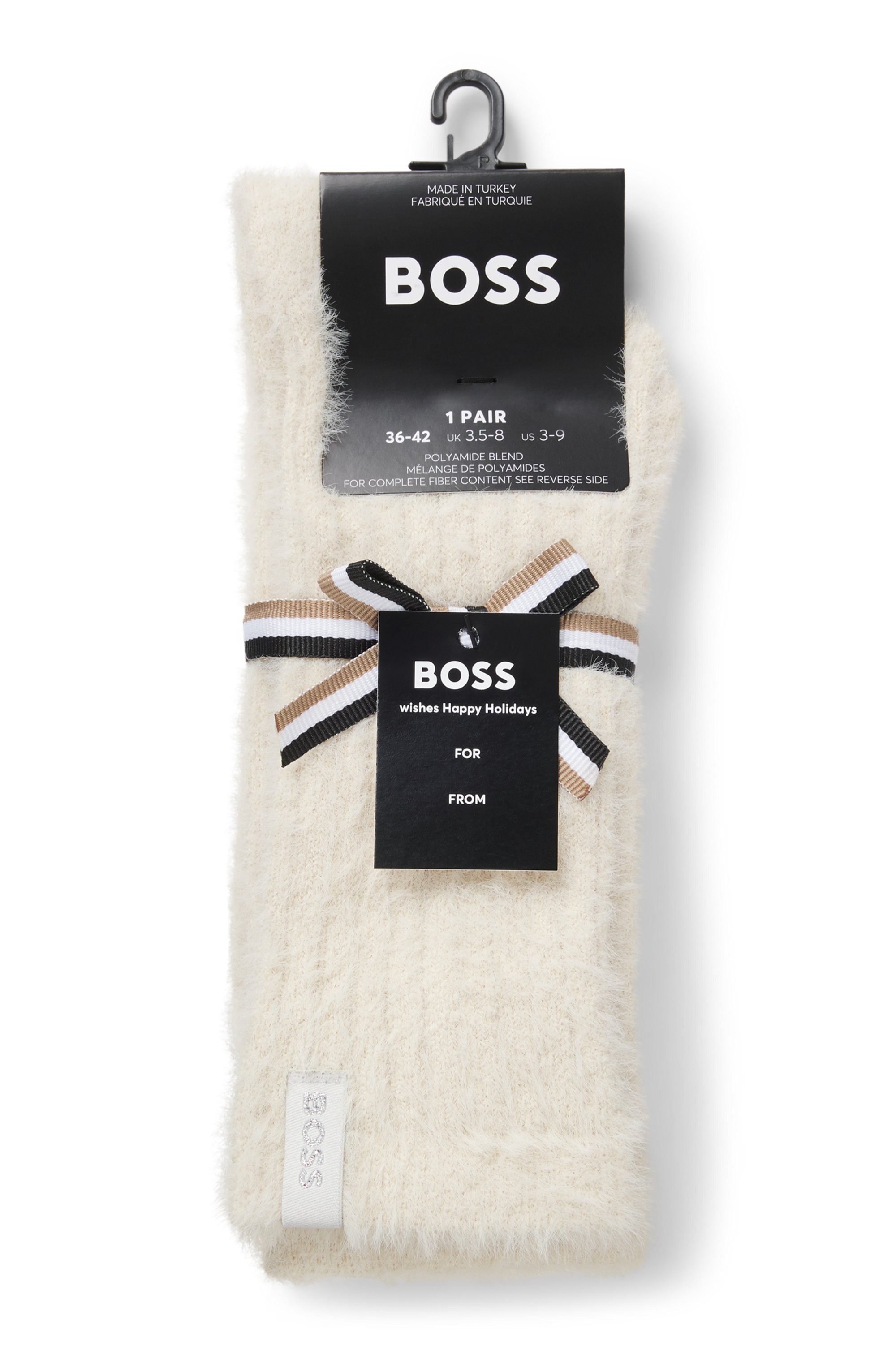 BOSS Haussocken, (1 Paar), aus flauschigem Garn mit Ripp-Struktur