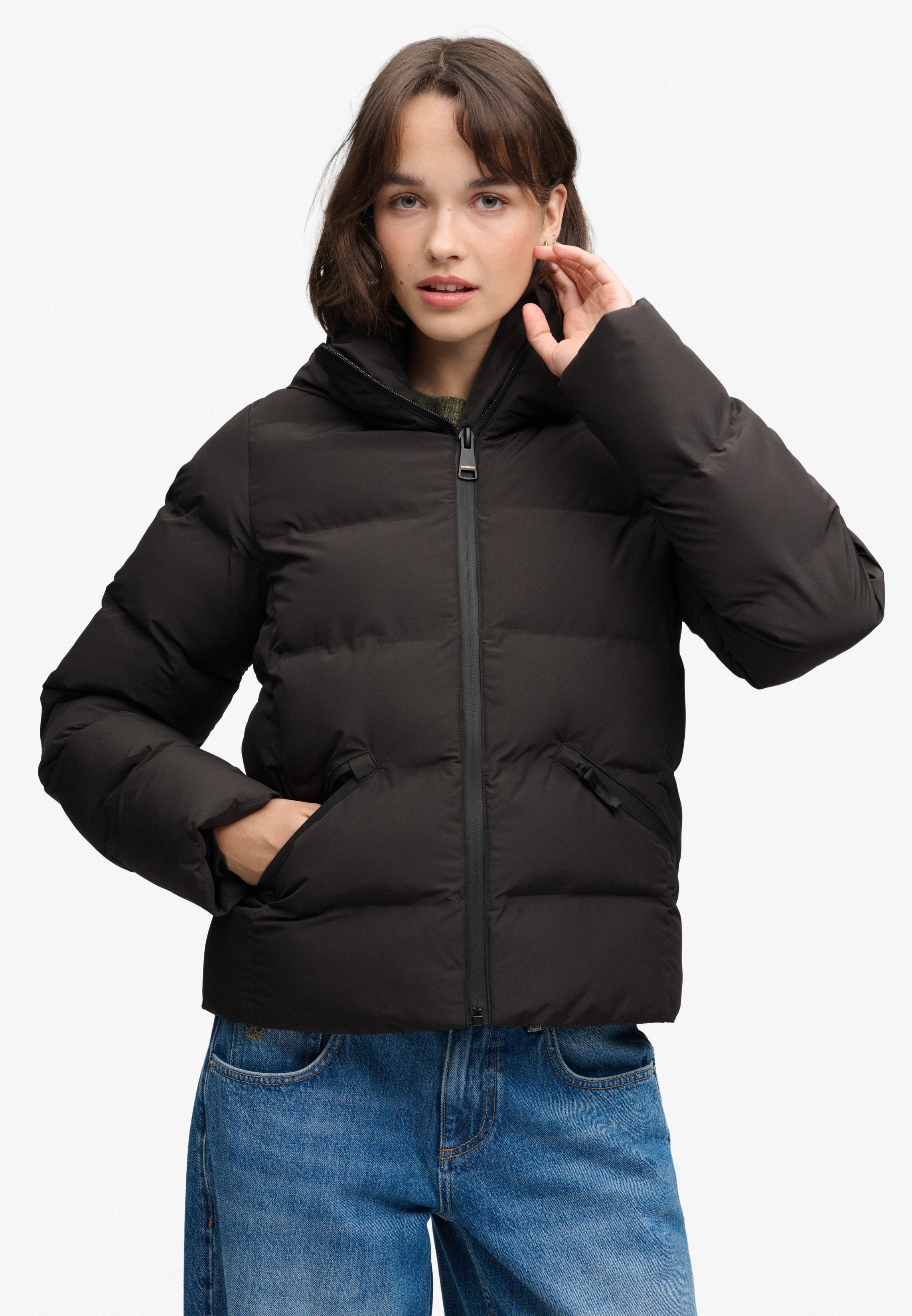 Superdry Steppjacke "HOODED CITY PADDED JACKET" mit Kapuze Kunstfaser, relaxed fit