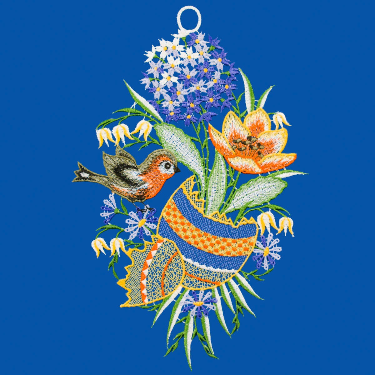 W. Reuter & Sohn - Plauener Spitze Fensterbild "Osterei und Vogel", Made in günstig online kaufen