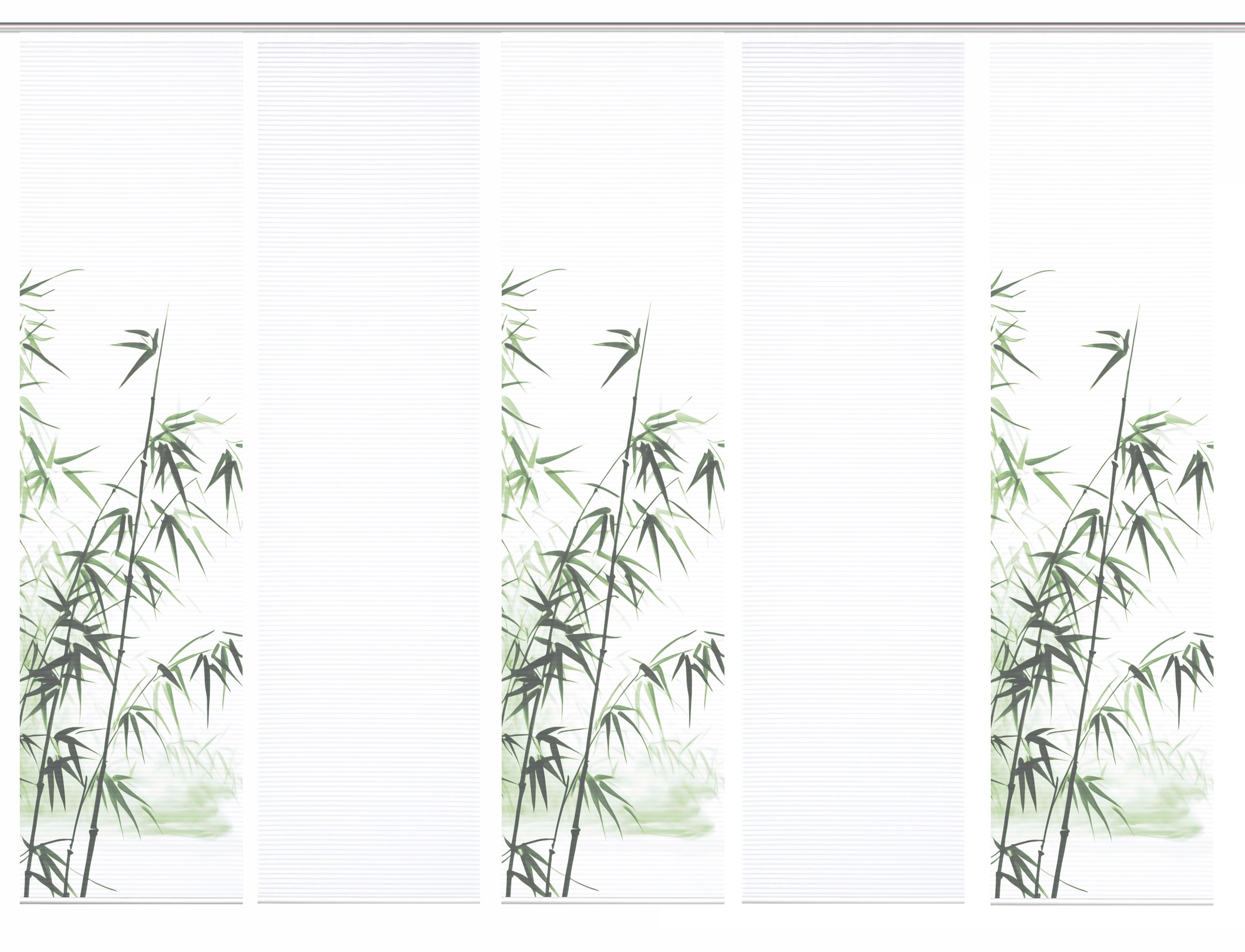 HOME in green Schiebegardine »RUFUS« Paneelwagen 5 Stk. tlg. Bambusoptik, SET, recycelt, Digitaldruck
