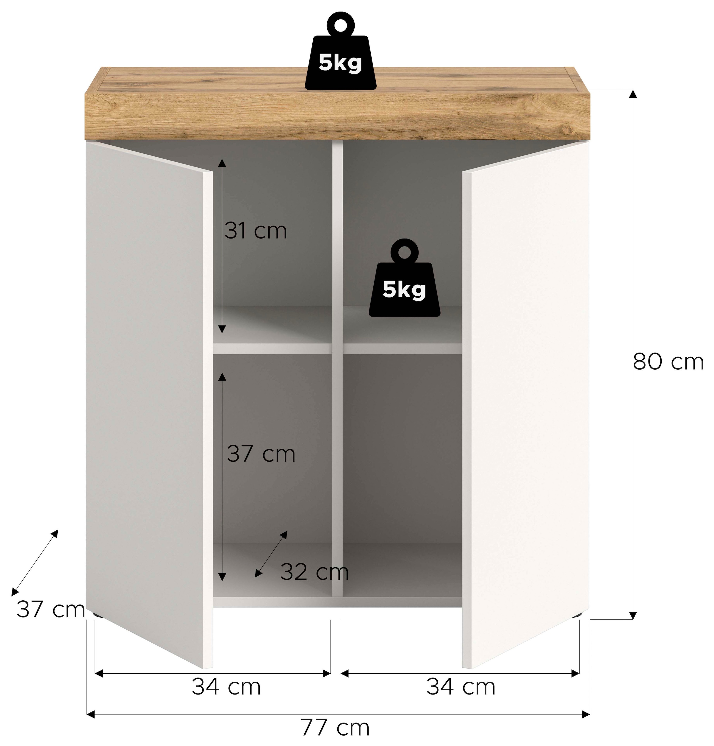 OTTO home Kommode »MAMBO, TOPSELLER!, Breite 77cm, 2 Türen, 4 Fächer, push-2-open« 2 farbige Ausführung, in verschiedenen Farben erhältlich, 1 Stk. tlg. Kommode, Anrichte, Wohnzimmer, Schlafzimmer