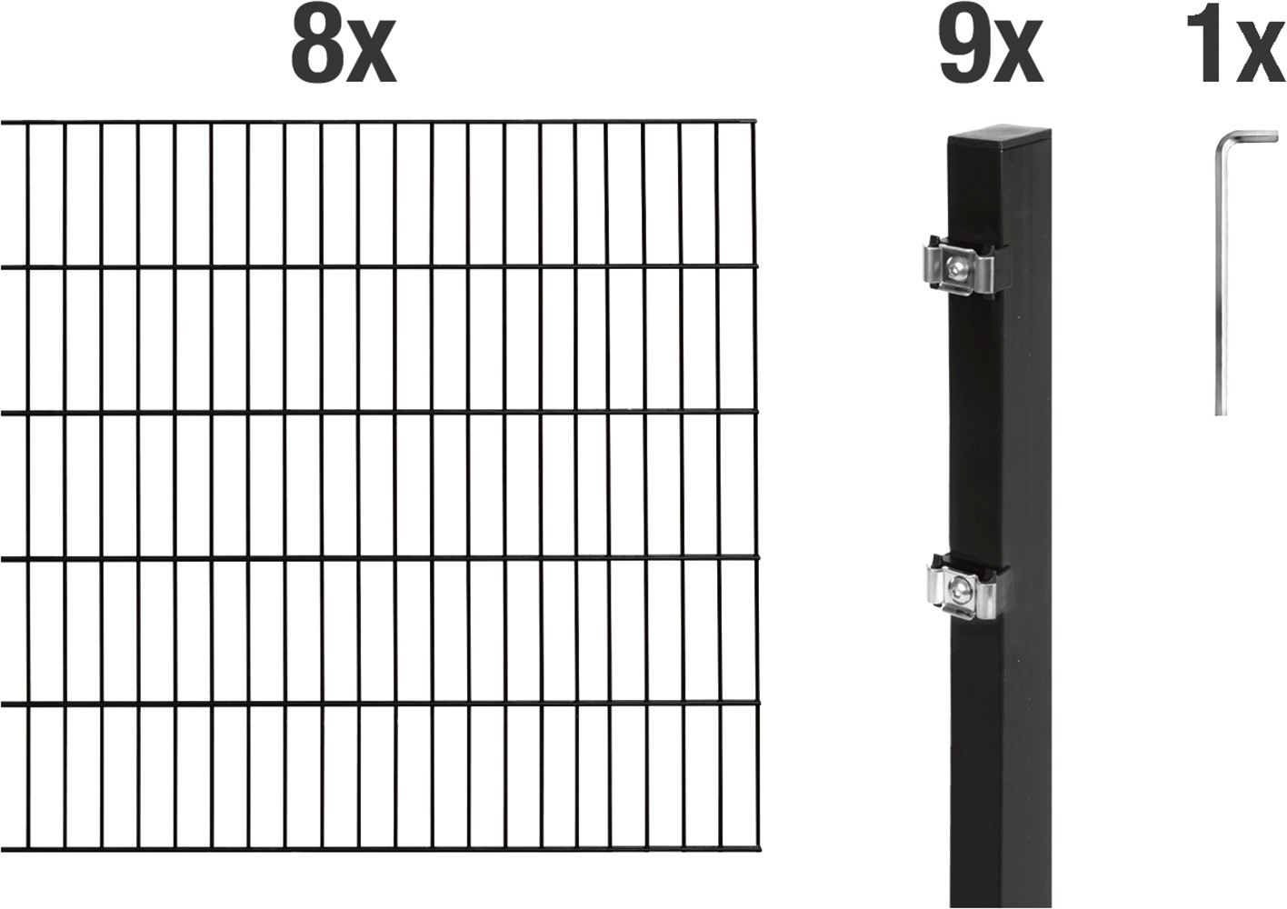 Alberts Doppelstabmattenzaun "Grundset" Höhe: 80-200 cm, Gesamtlänge: 4-30 m, zum Einbetonieren