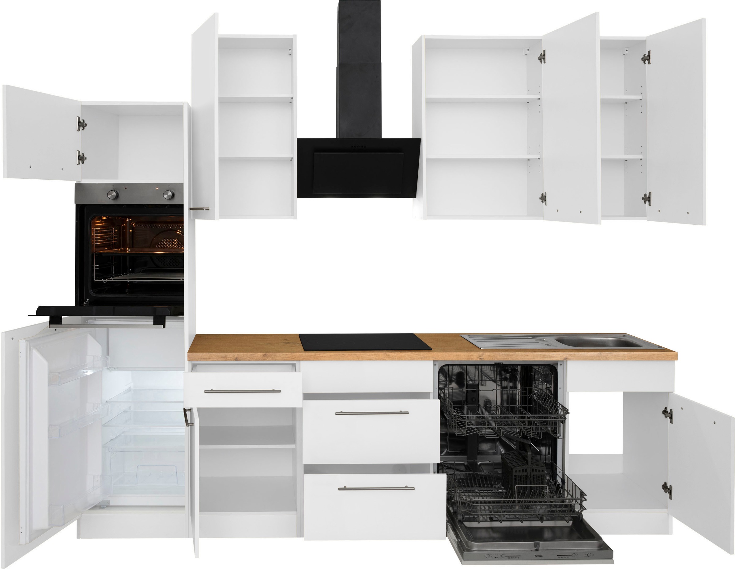 wiho Küchen Küchenzeile »Unna«, mit E-Geräten, Breite 280 cm