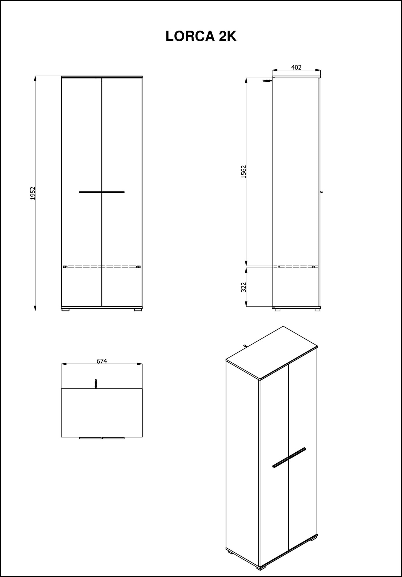 Home affaire Garderobenschrank »Lorca Drehtürenschrank, Dielenschrank , Flurschrank, Mehrzweckschrank« Modernes Design in Eiche-Optik mit ABS-Kanten, 2-türig