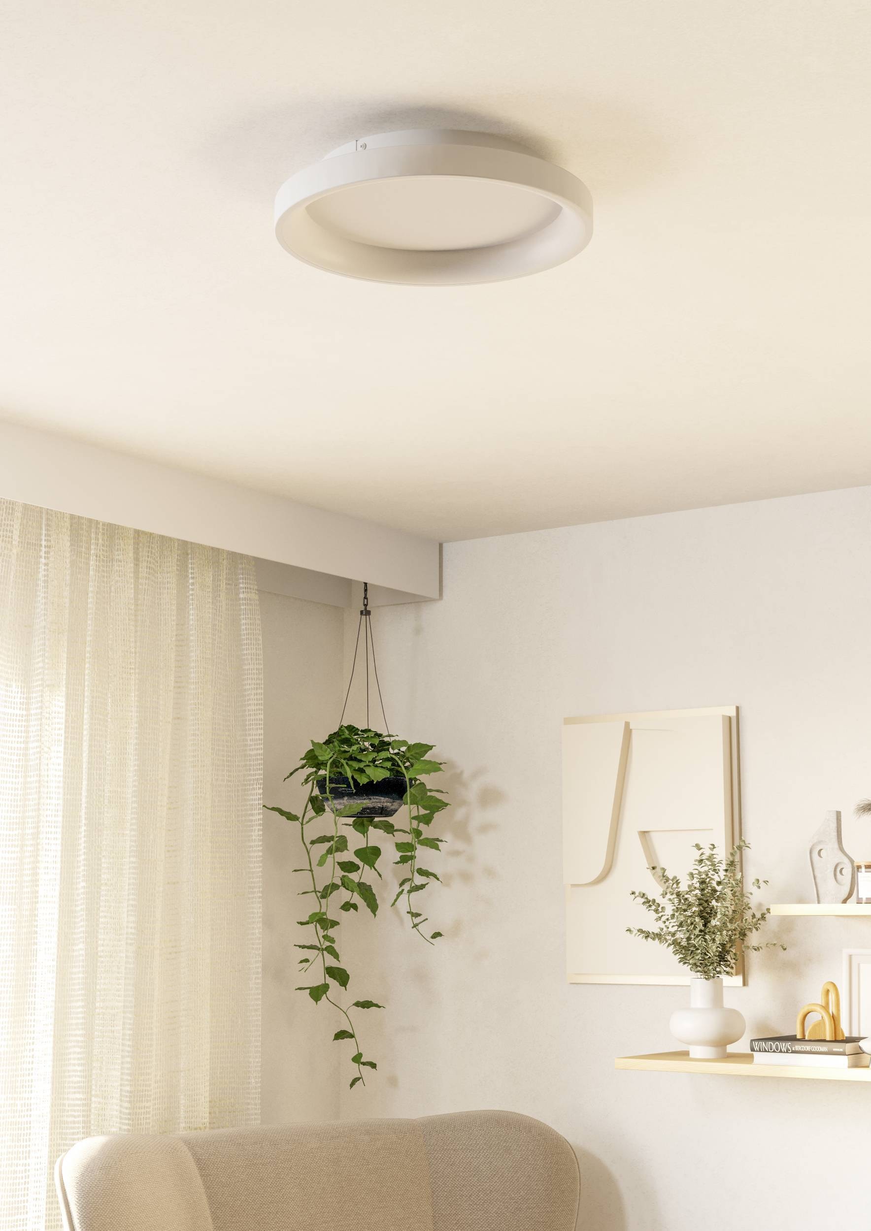 EGLO Deckenleuchte »Loretello Deckenlampe, Wohnzimmerlampe, Metall und Kunststoff, Lampe« LED-Modul 1 Stk. Kaltweiß | Neutralweiß | Warmweiß Wand-/Deckenleuchte - H7,5 x Ø35 cm - weiß - 12W inkl.