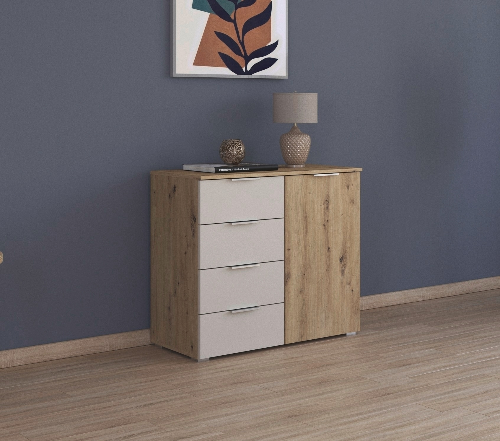 rauch Schubkastenkommode »Monza Kommode Sideboard Wäscheschrank«, mit 4 geräumigen Schubkästen in trendigen Farbkombinationen