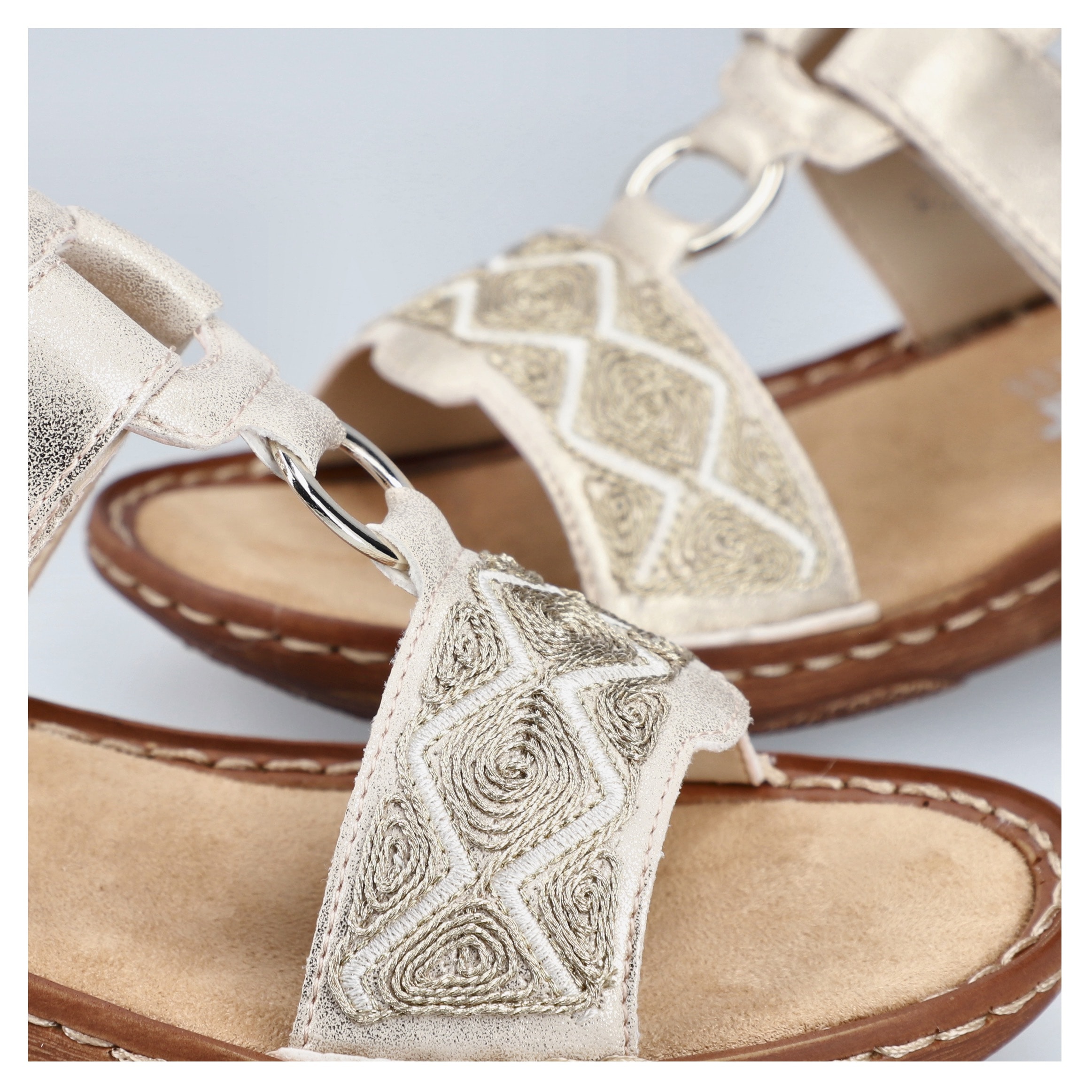 Rieker Pantolette, Sommerschuh, Strandschuh, Schlappen, Urlaubschuh mit Klettverschluss