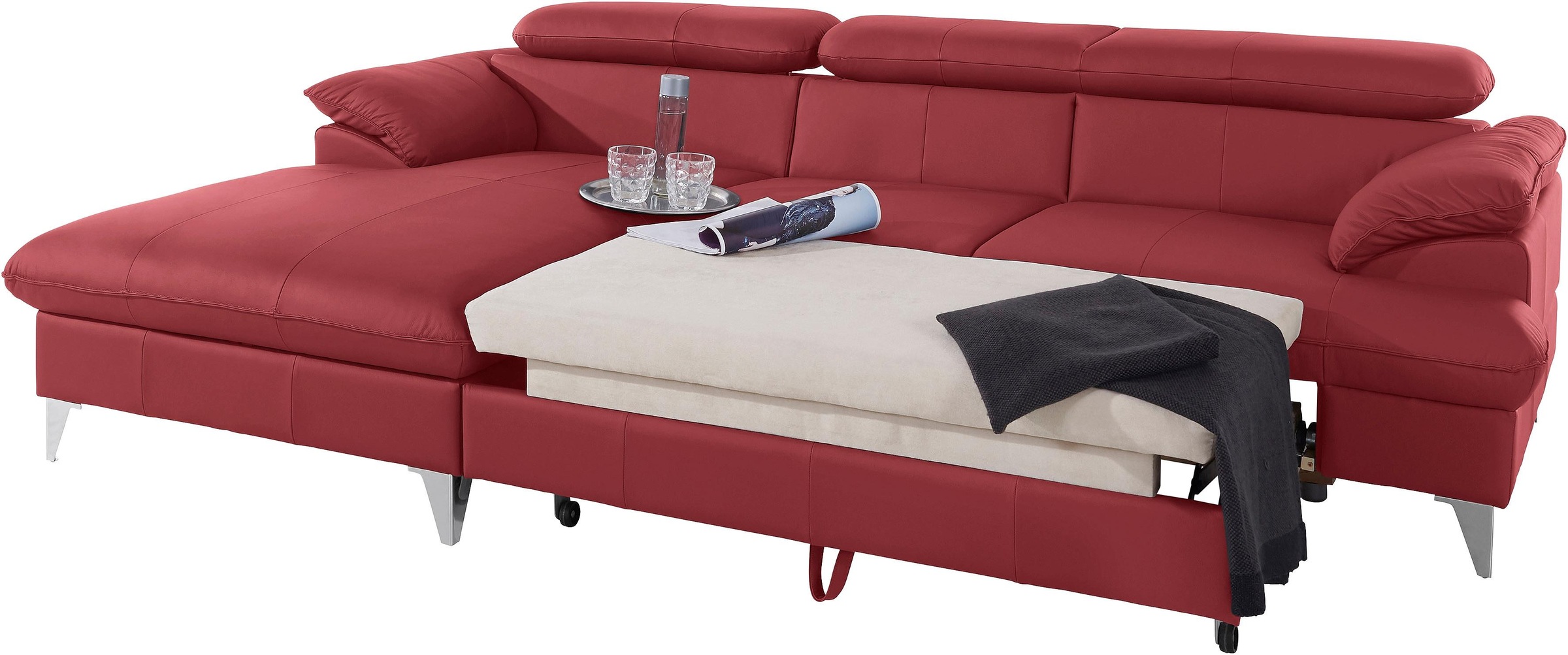 COTTA Ecksofa »Caluso L-Form«, mit Kopfteilverstellung, wahlweise mit Bettfunktion & Bettkasten