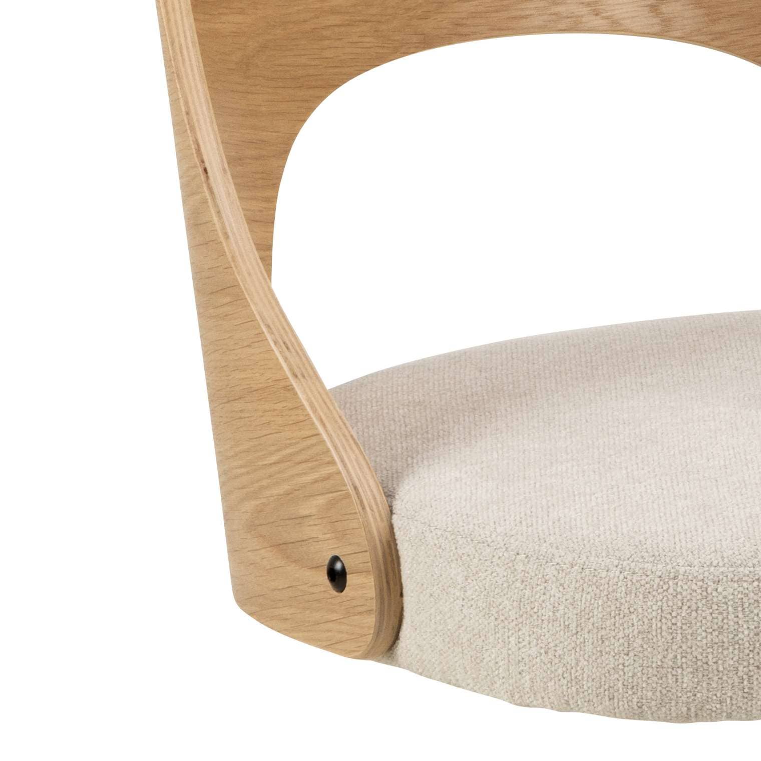ACTONA GROUP Esszimmerstuhl »Lucy«, Stoff beige, Rücken Eichenfurnier, 4-Stern-Fußkreuz schwarz, drehbar