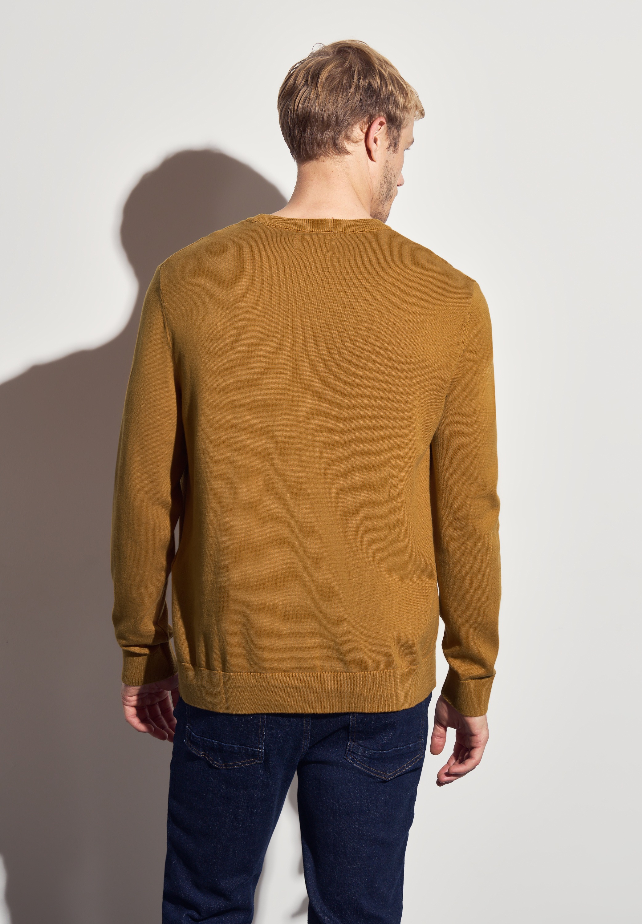 STREET ONE MEN Rundhalspullover, aus reiner Baumwolle