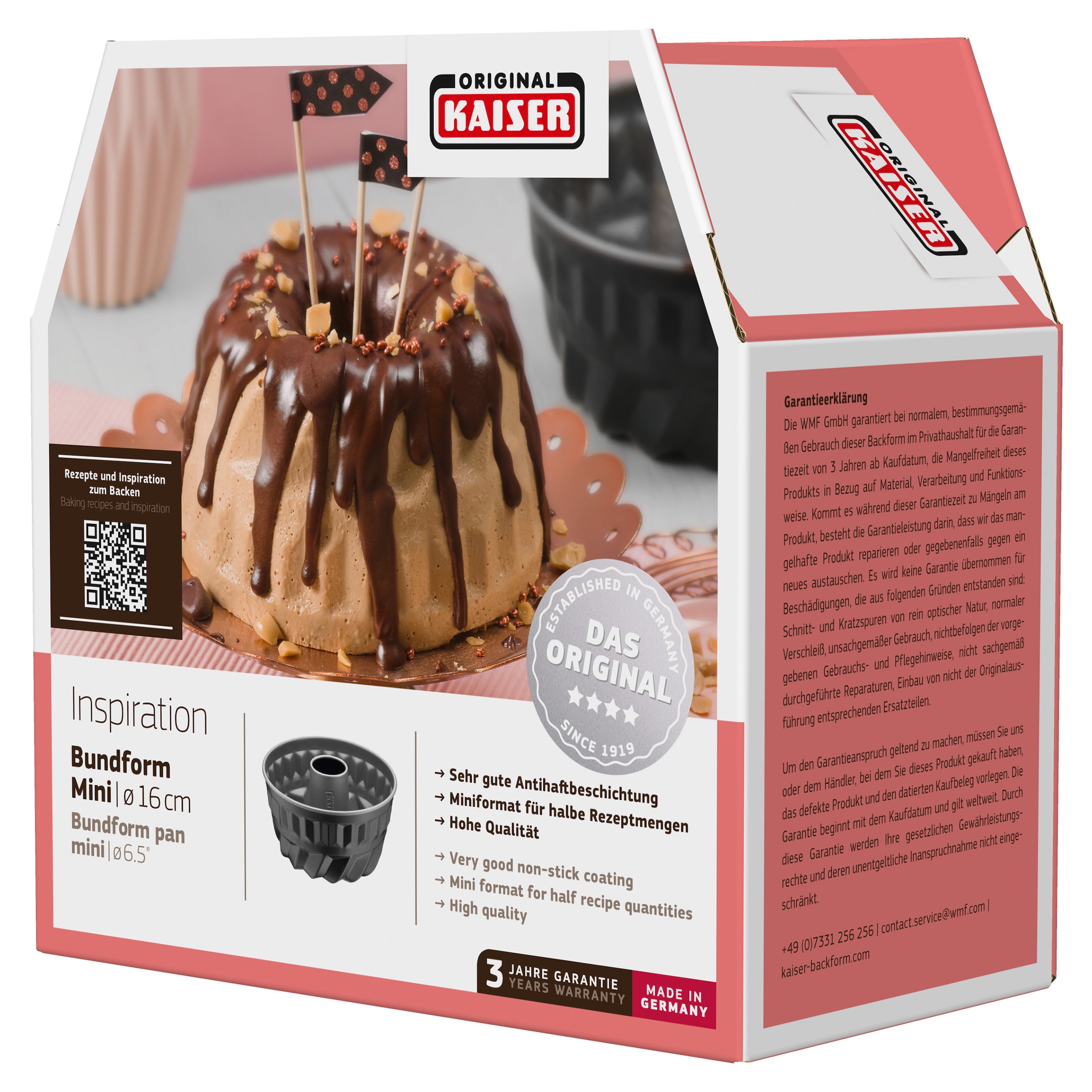 Kaiser Backformen Gugelhupfform »Inspiration«, (1 St.), Mini Napfkuchen/Topfkuchen/Aschkuchen/Gugelhupf, antihaftbeschichtet
