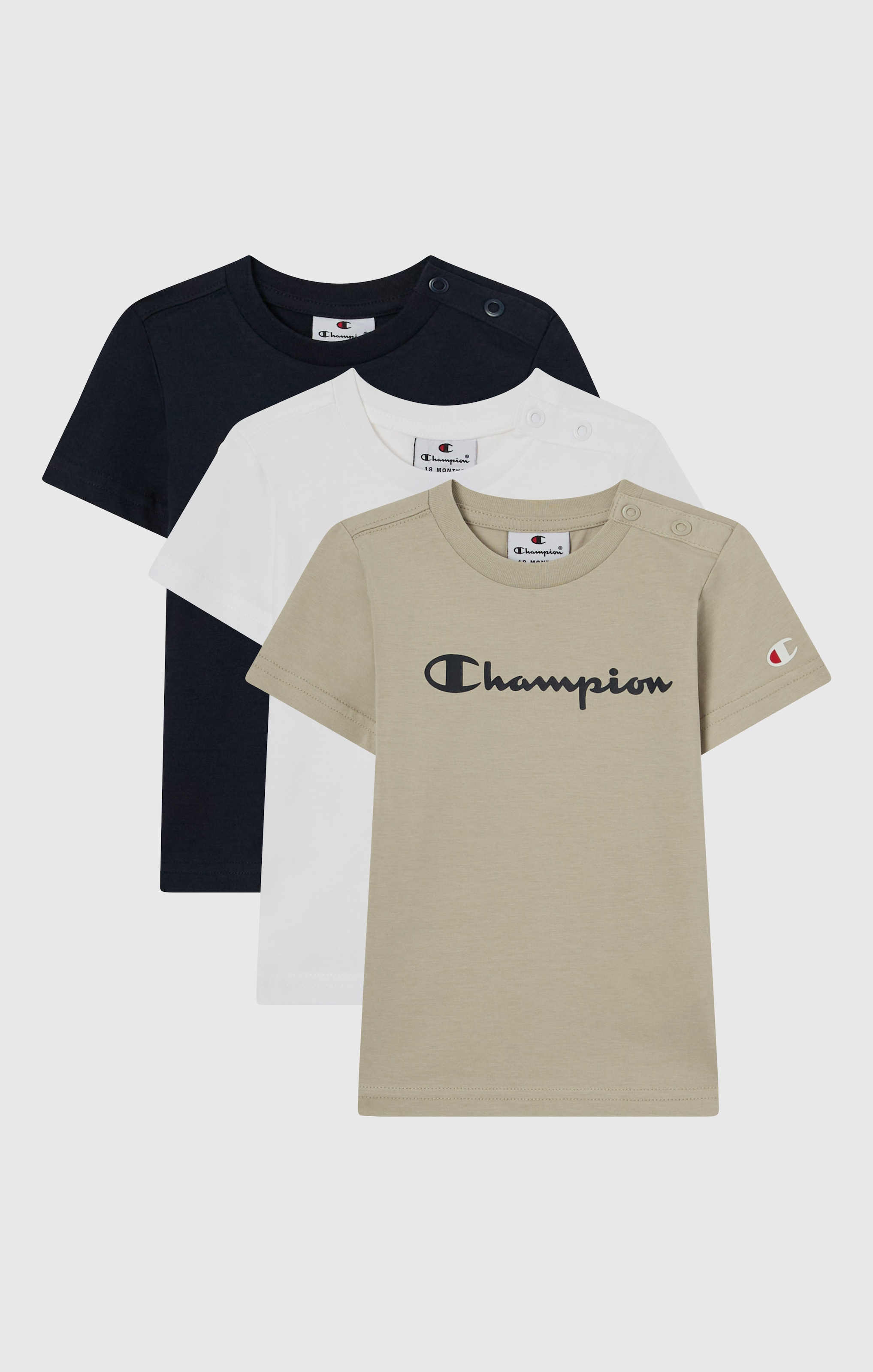 Champion "ICONS CONTRAST 3 pack Crewneck T-Shirt" Packung, 3, 3 Stk. 3er-Pack, Kurzarm, Rundhalsausschnitt, sportlicher Stil