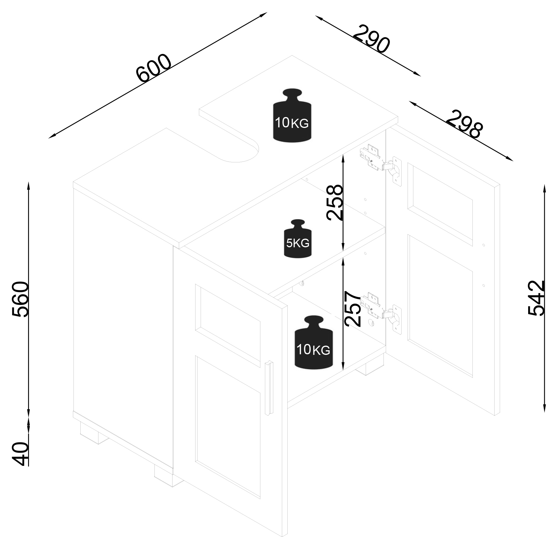 VCM Waschbeckenschrank »Holz Badschrank Badunterschrank Waschbecken Nilari« 1 Stk. tlg.