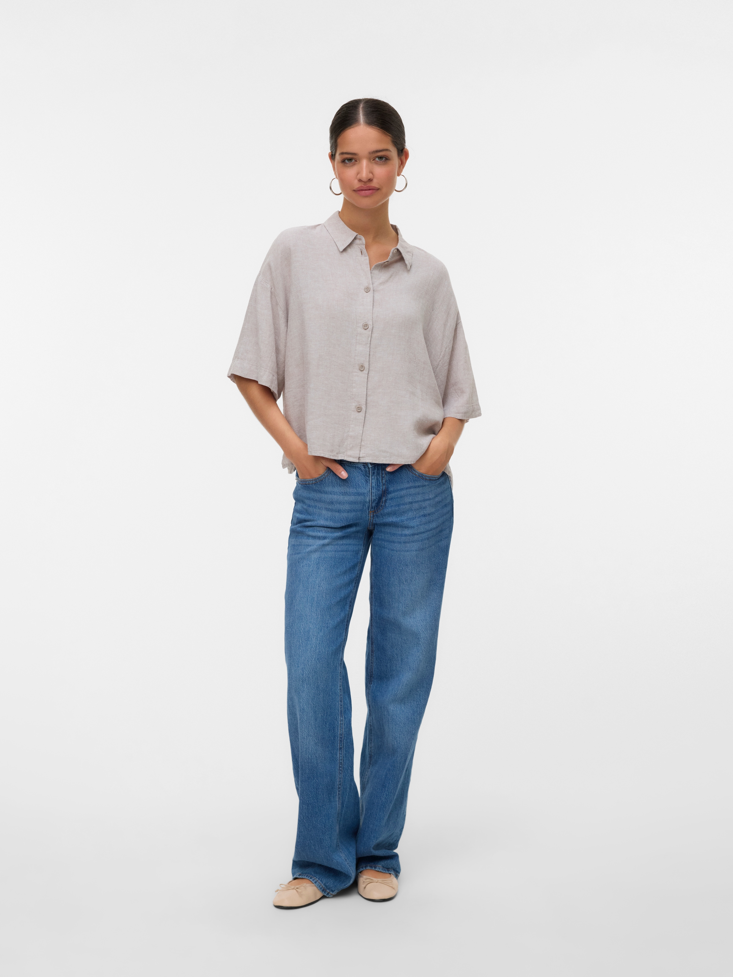 Vero Moda Hemdbluse »VMLINN LINEN 2/4 SHORT SHIRT WVN NOOS«