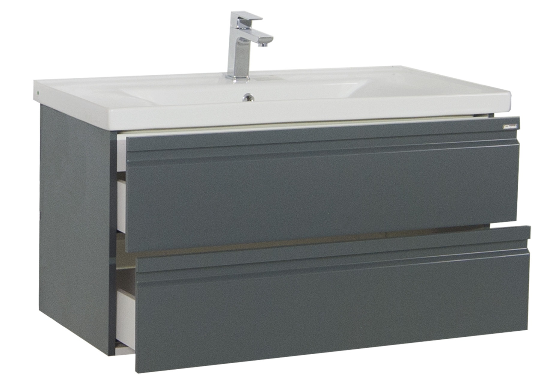 VCM Waschbeckenunterschrank »VCM 2-tlg. Waschplatz Waschtisch 100 cm Badmöbel Set Waschbecken grifflose Schublade Silora XL«, (2 St.)