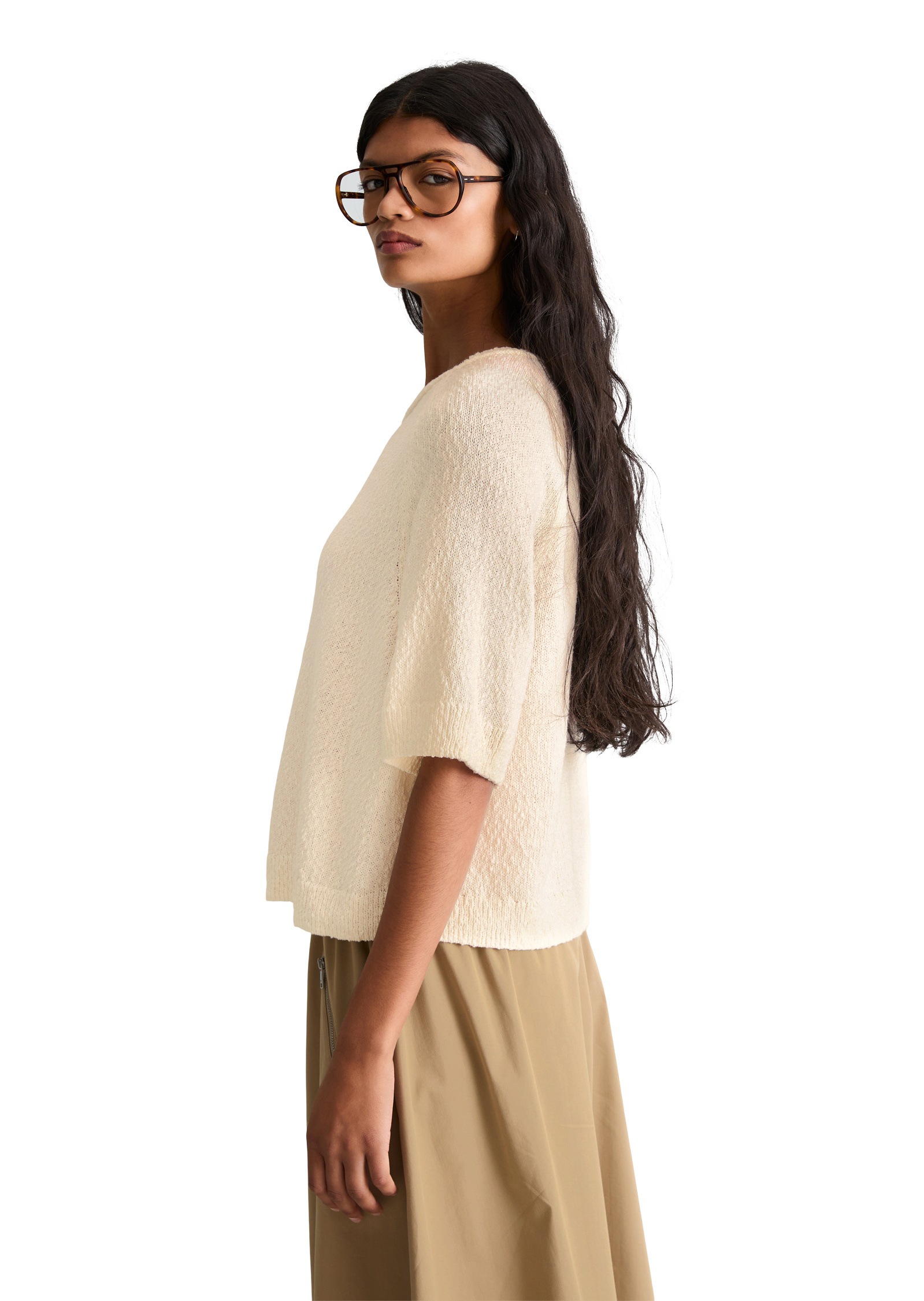 Marc O'Polo DENIM Kurzarmpullover »aus Cotton Slub Garn«