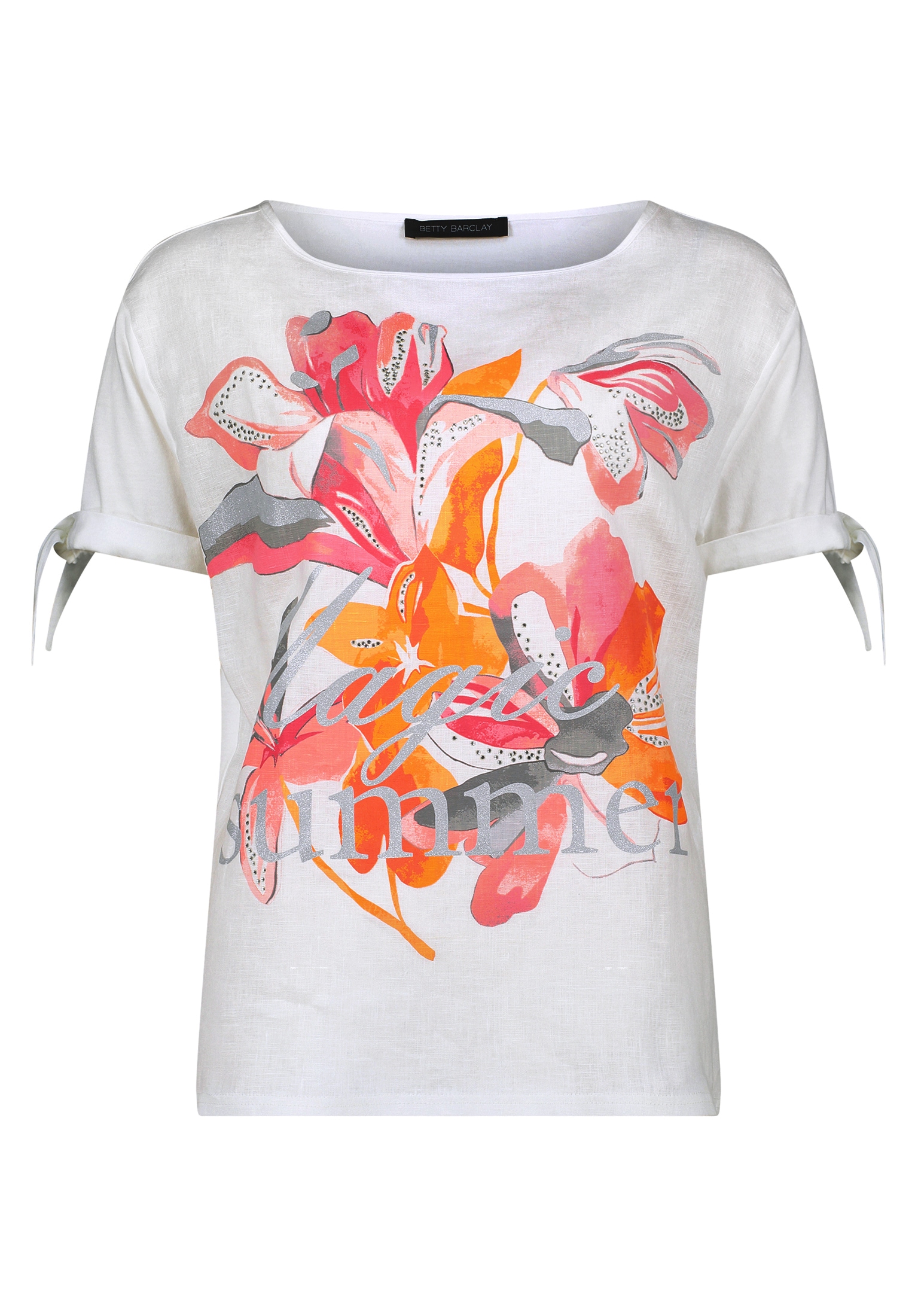 Betty Barclay Kurzarmshirt »Betty Barclay Blusenshirt mit Schleifenknoten«, (1 tlg.), Materialmix