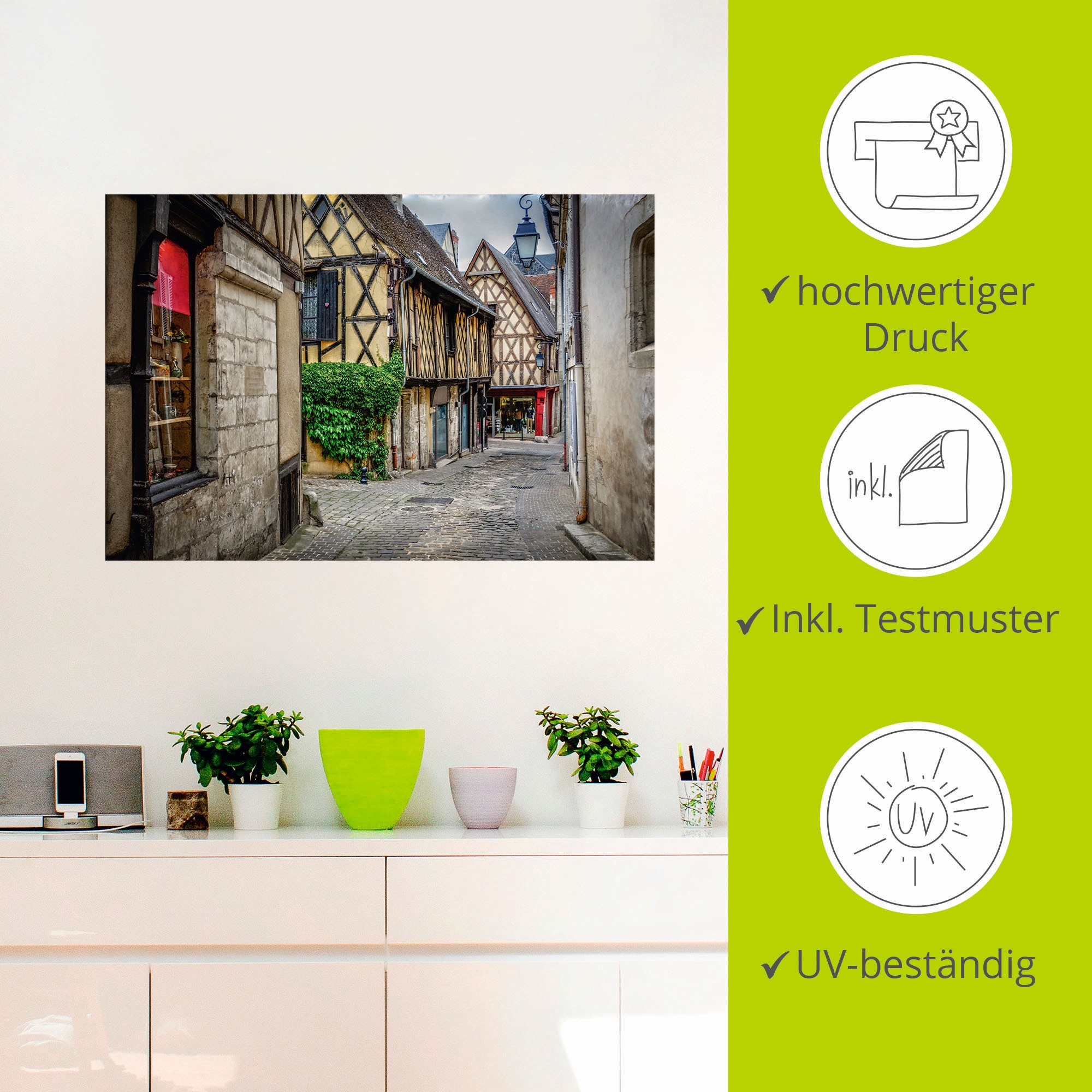 Artland Wandbild »Fachwerkhaeuser im Elsass - Frankreich«, Gebäude, (1 St.), als Alubild, Leinwandbild, Wandaufkleber oder Poster in versch. Größen