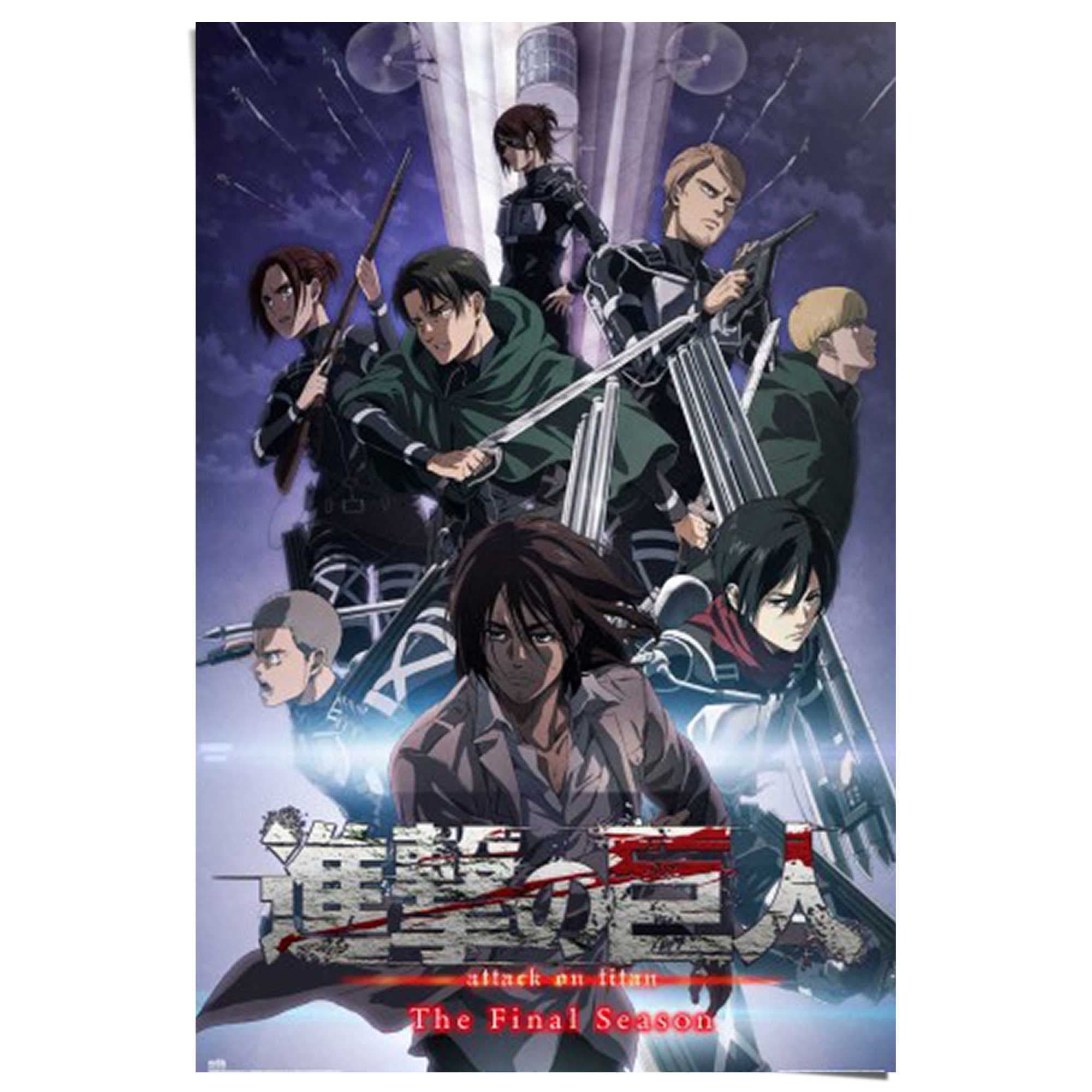 Reinders Poster "Attack on Titan - the final season" Teenager Zimmer - Blau - 150 gr. Papier - Cartoons und Charaktere