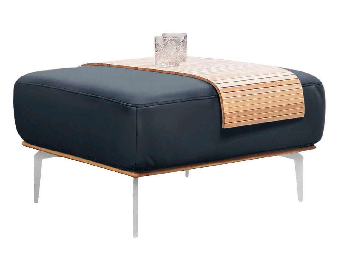 W.SCHILLIG Polsterhocker »run«, mit elegantem Holzsockel, Füße in Chrom glänzend, Breite 75 cm
