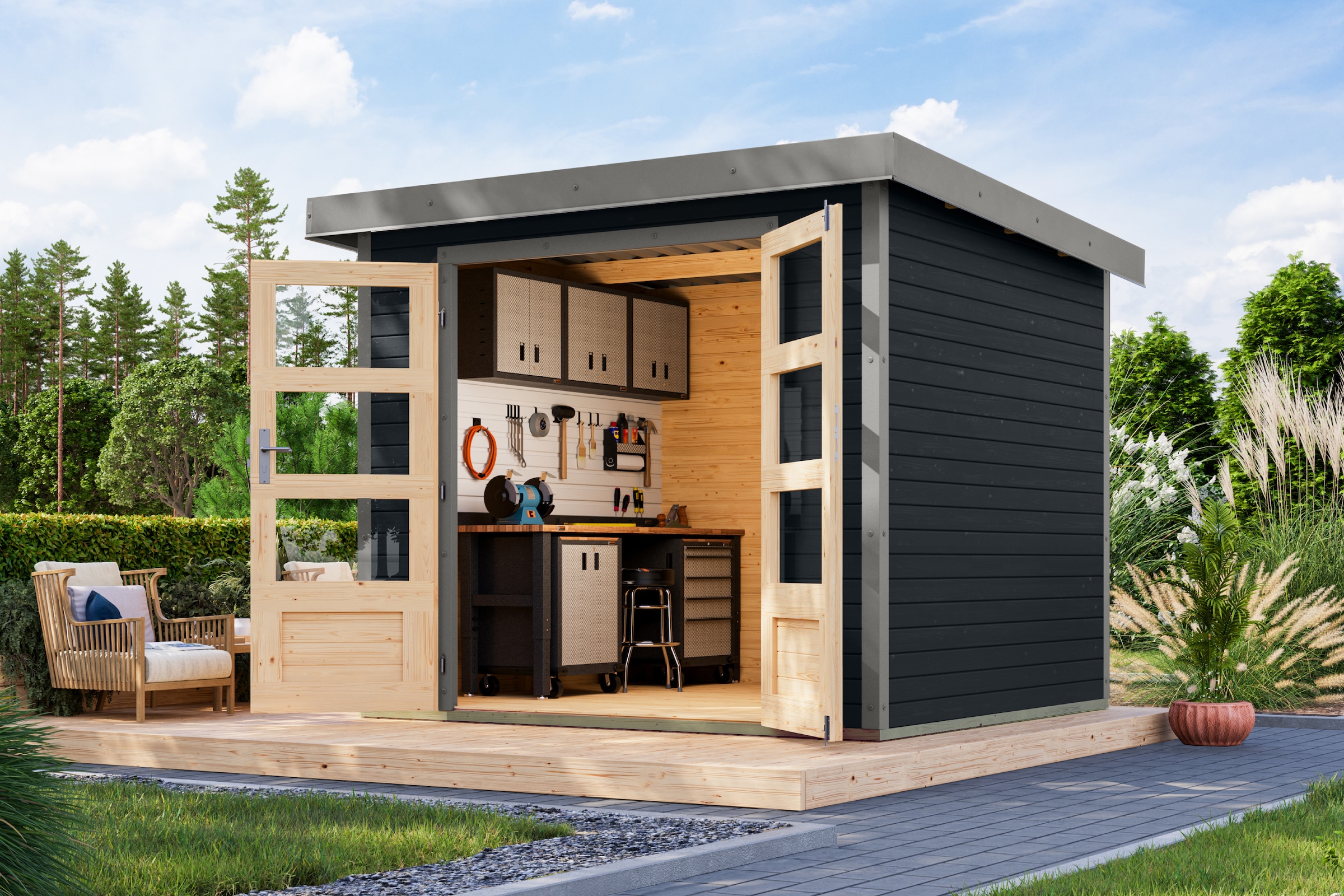 Karibu Gartenhaus "Jupiterino 3, in verschiedenen Farben"