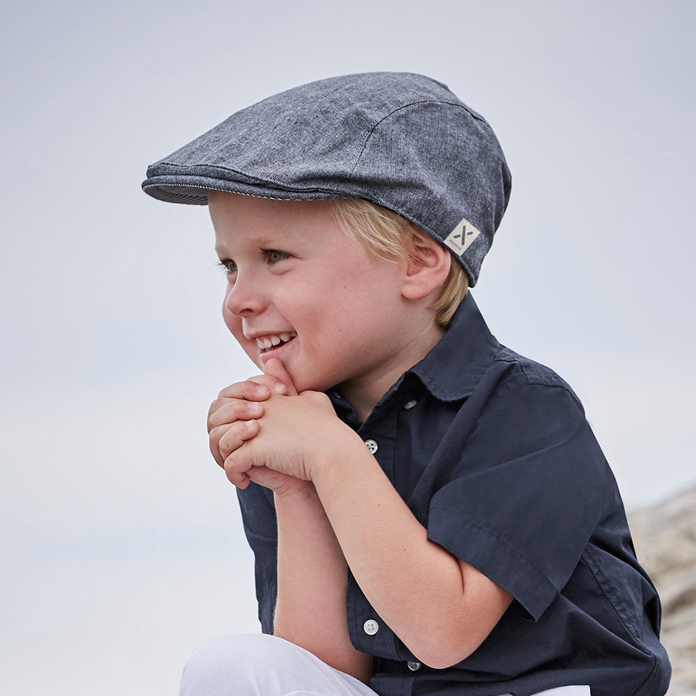 MAXIMO Jungen Schirmmütze, blau, Gr. 51, meliert, Web, Baumwolle, Mützen, Flatcap für Kids Jungen