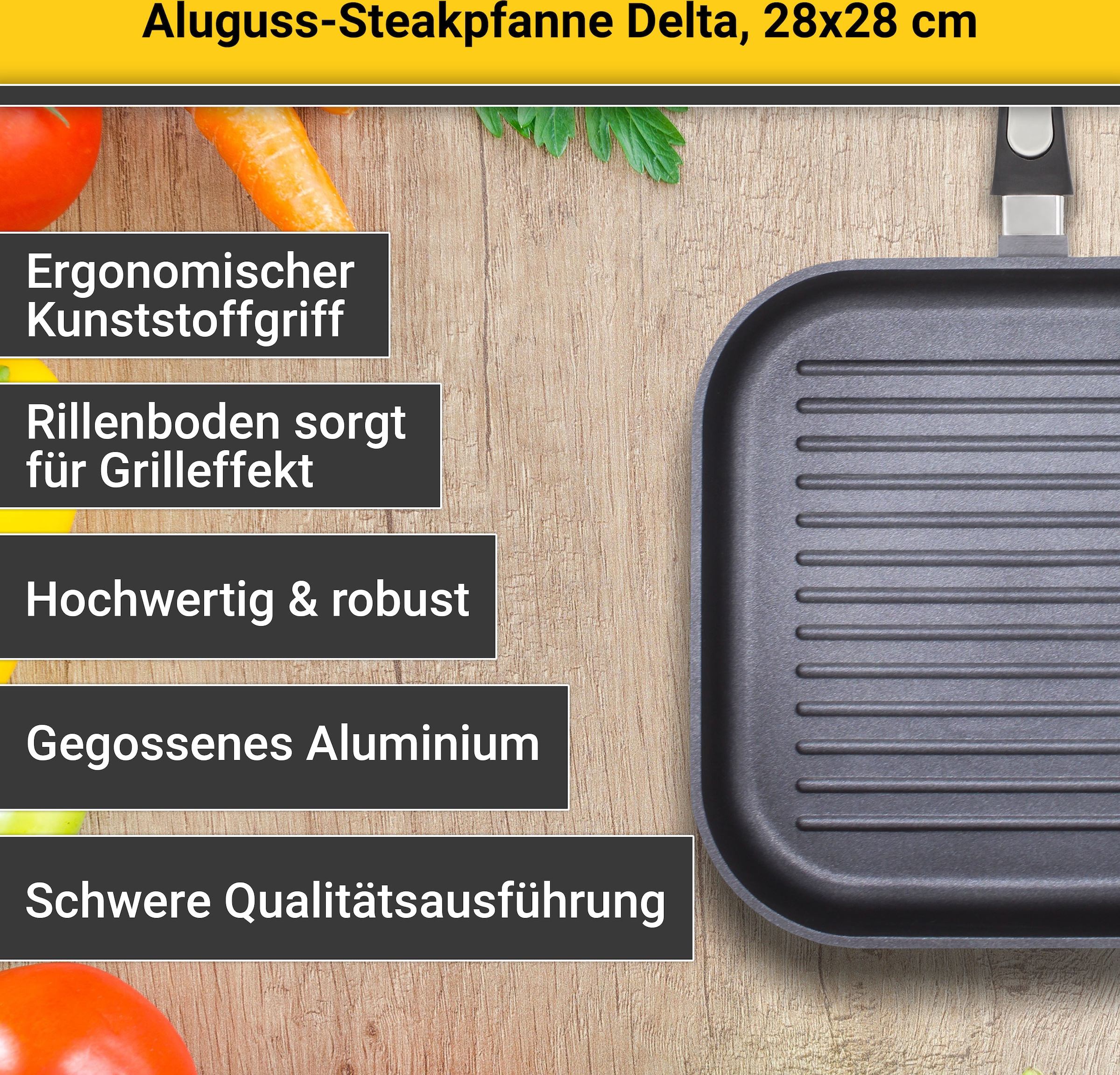 Aluminium, Grillpfanne bestellen Induktion tlg.), (1 BAUR »Delta«, | Krüger