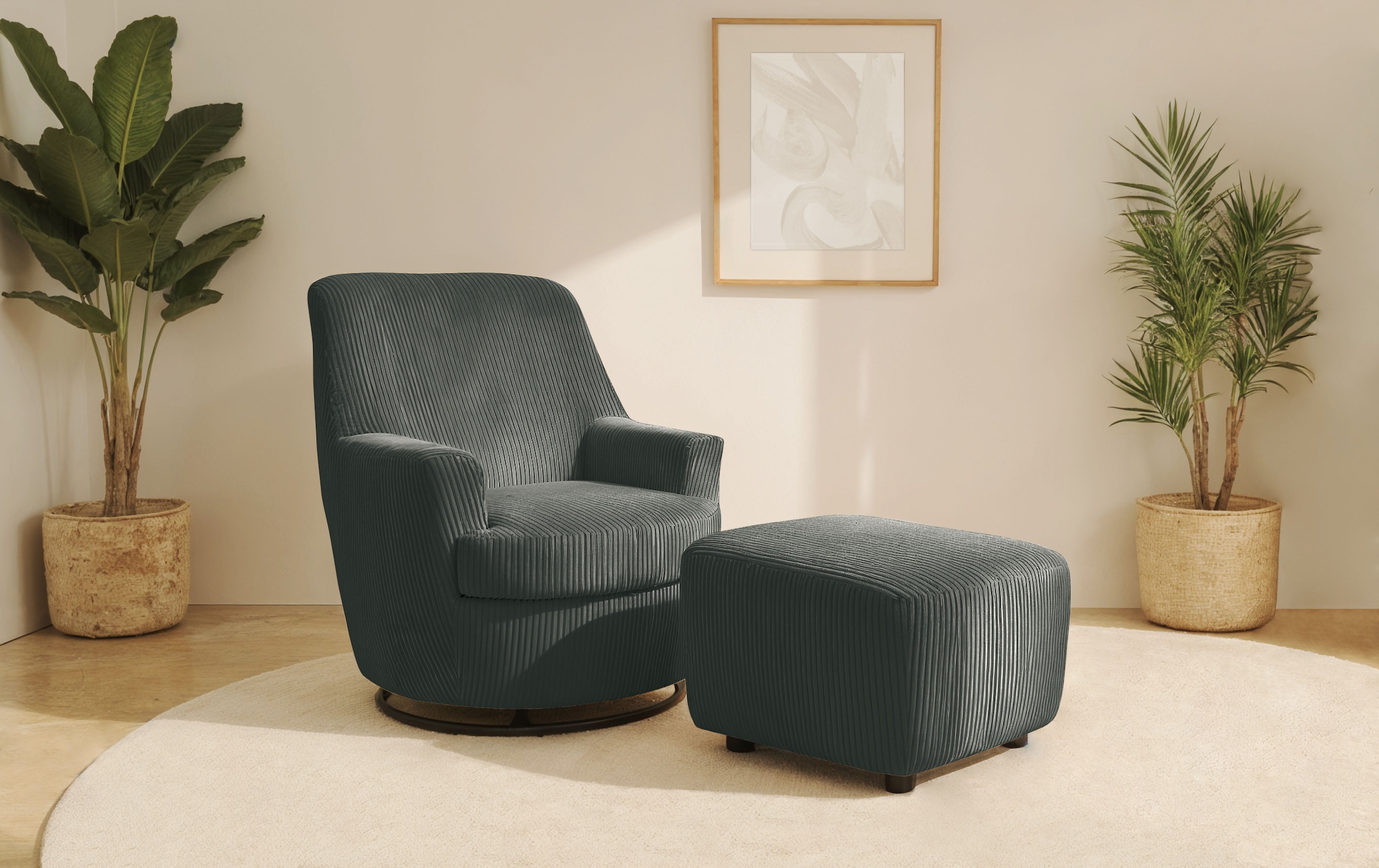 Home affaire Drehsessel "HETTY, Drehsessel mit Wippfunktion und Hocker; Les günstig online kaufen