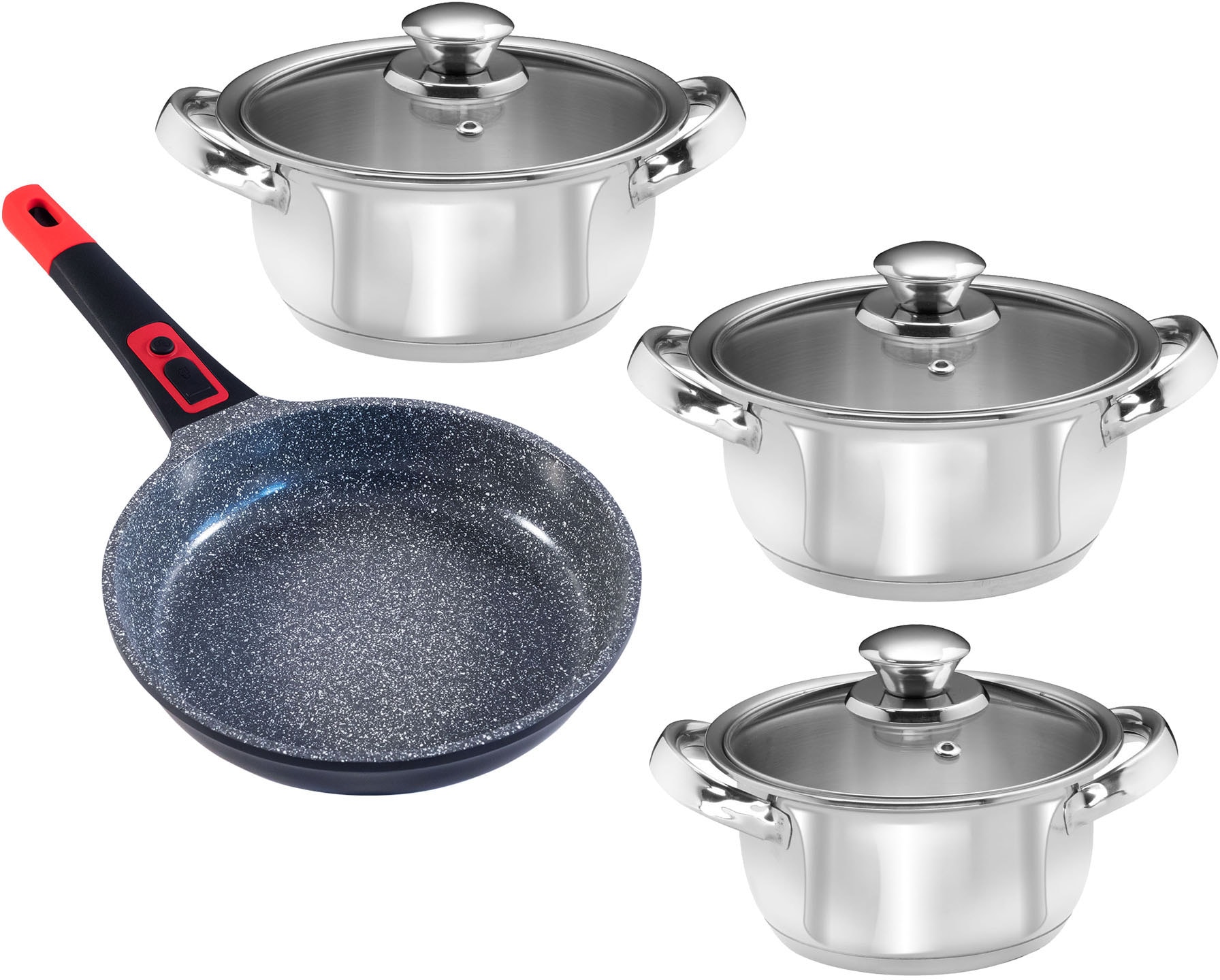 KING Topf-Set "EDELSTAHL" Set, 3 Töpfe Ø 16/18/20 cm inkl. Glasdeckel, 1 Br günstig online kaufen