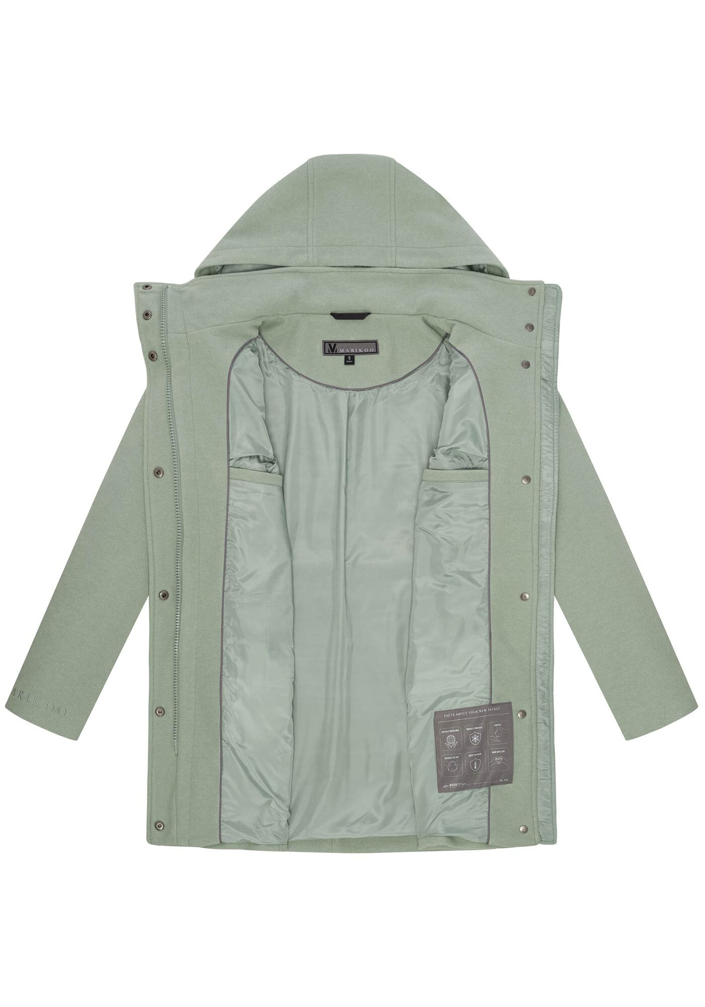 Marikoo Kurzmantel »Katalinaa«, Eleganter Wickel Mantel mit Taillengürtel und Oversized Hood Kapuze