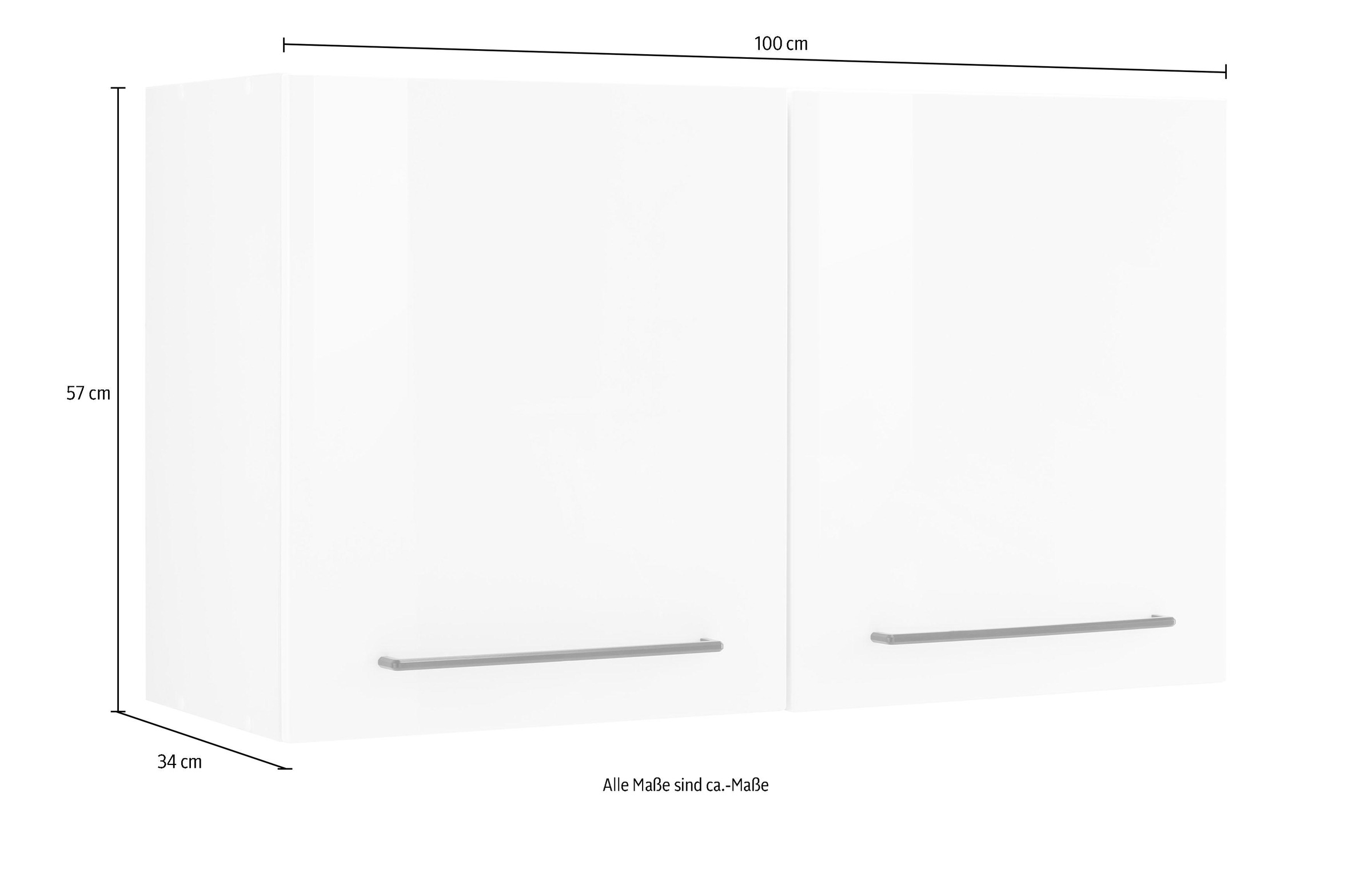 KOCHSTATION Hängeschrank »KS-Tulsa«, 100 cm breit, 57 cm hoch, 2 Türen, schwarzer Metallgriff, MDF Front