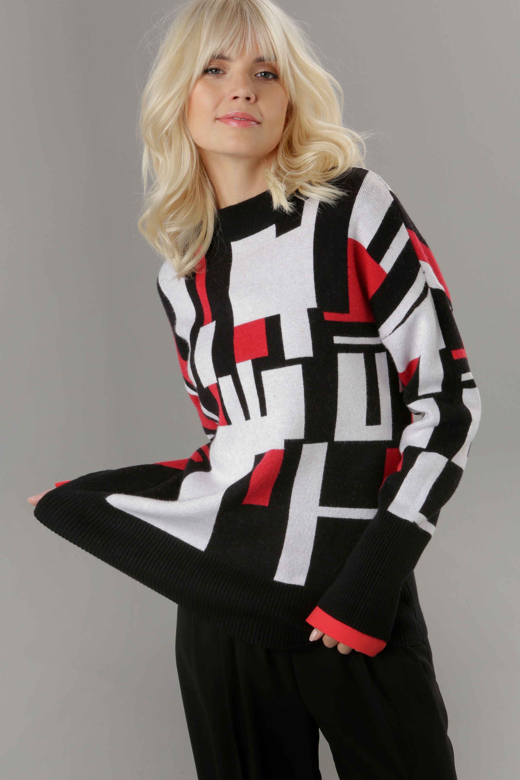 Aniston SELECTED Strickpullover, mit grafischem Muster und lässiger  Oversize-Form - NEUE KOLLEKTION für kaufen | BAUR