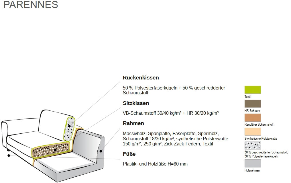 Home affaire 3,5-Sitzer »Parennes«, mit attraktivem Cord-Stoff, mit Kaltschaum