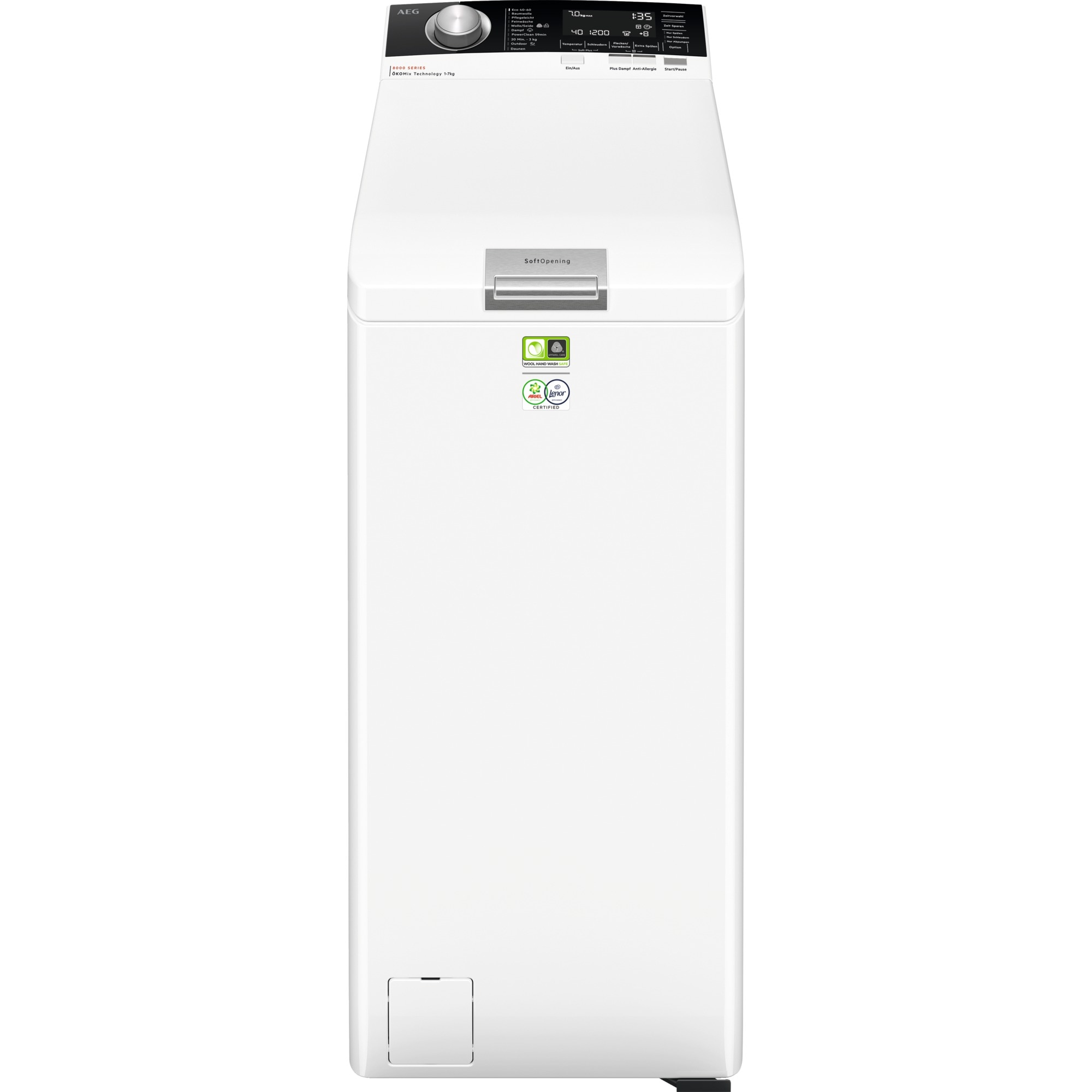 AEG Waschmaschine Toplader 8000 PowerCare "LTR8A80370" 6 kg 1300 U/min PowerClean: Vollständige Fleckenentfernung in 59 Min. bei nur 30 C